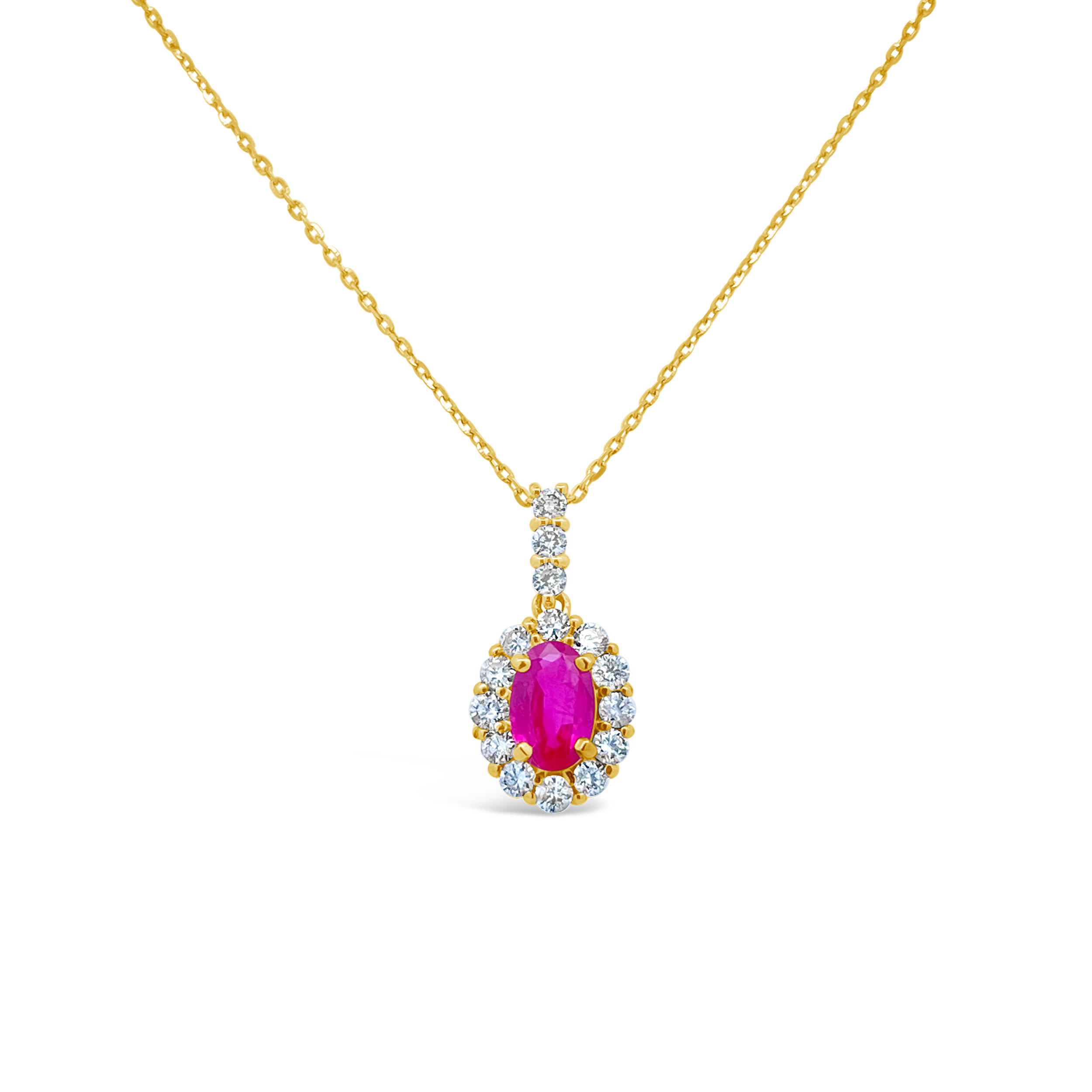 Irisa By Martin Binder Oval Ruby & Diamond Halo Necklace