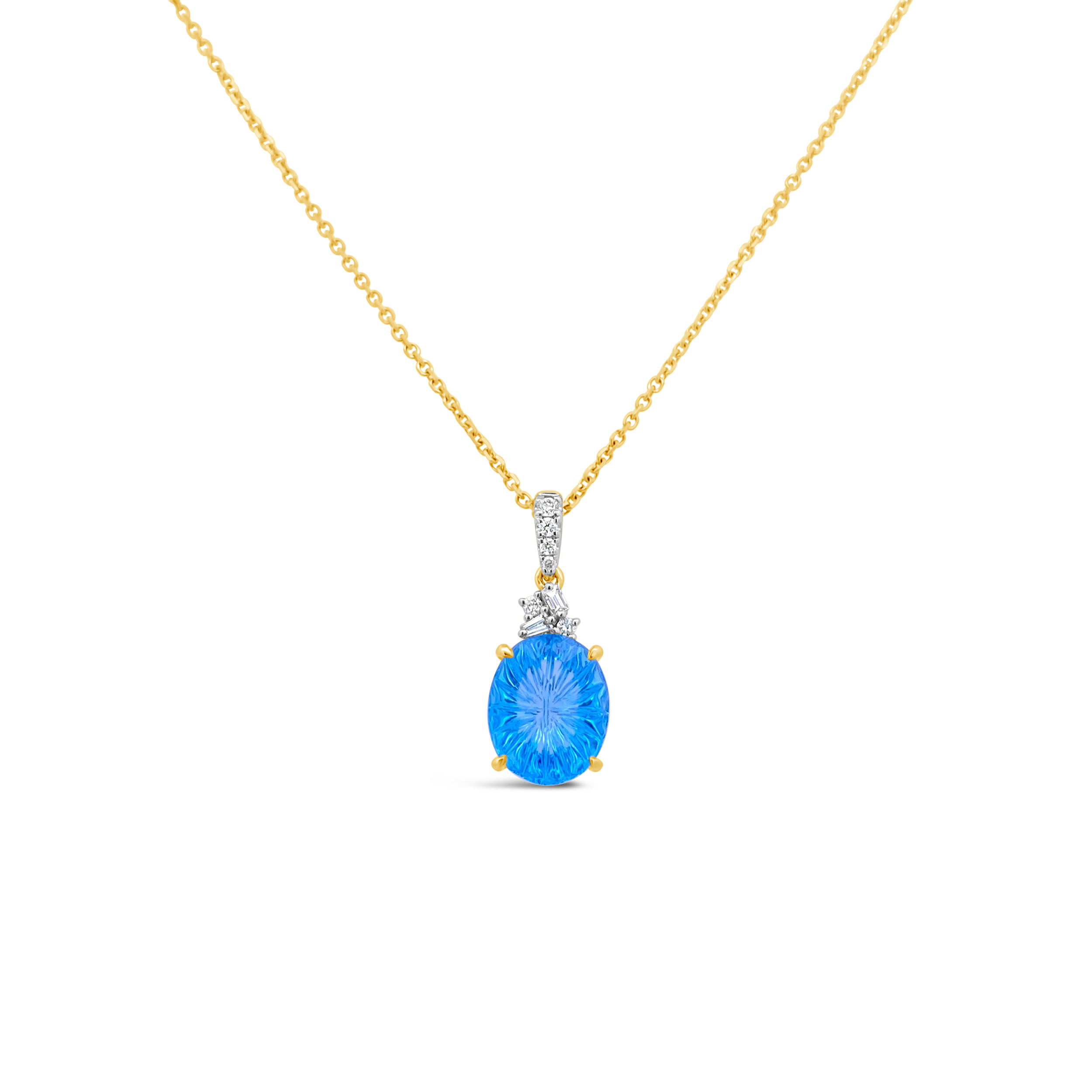 Irisa By Martin Binder Oval Blue Topaz & Diamond Necklace