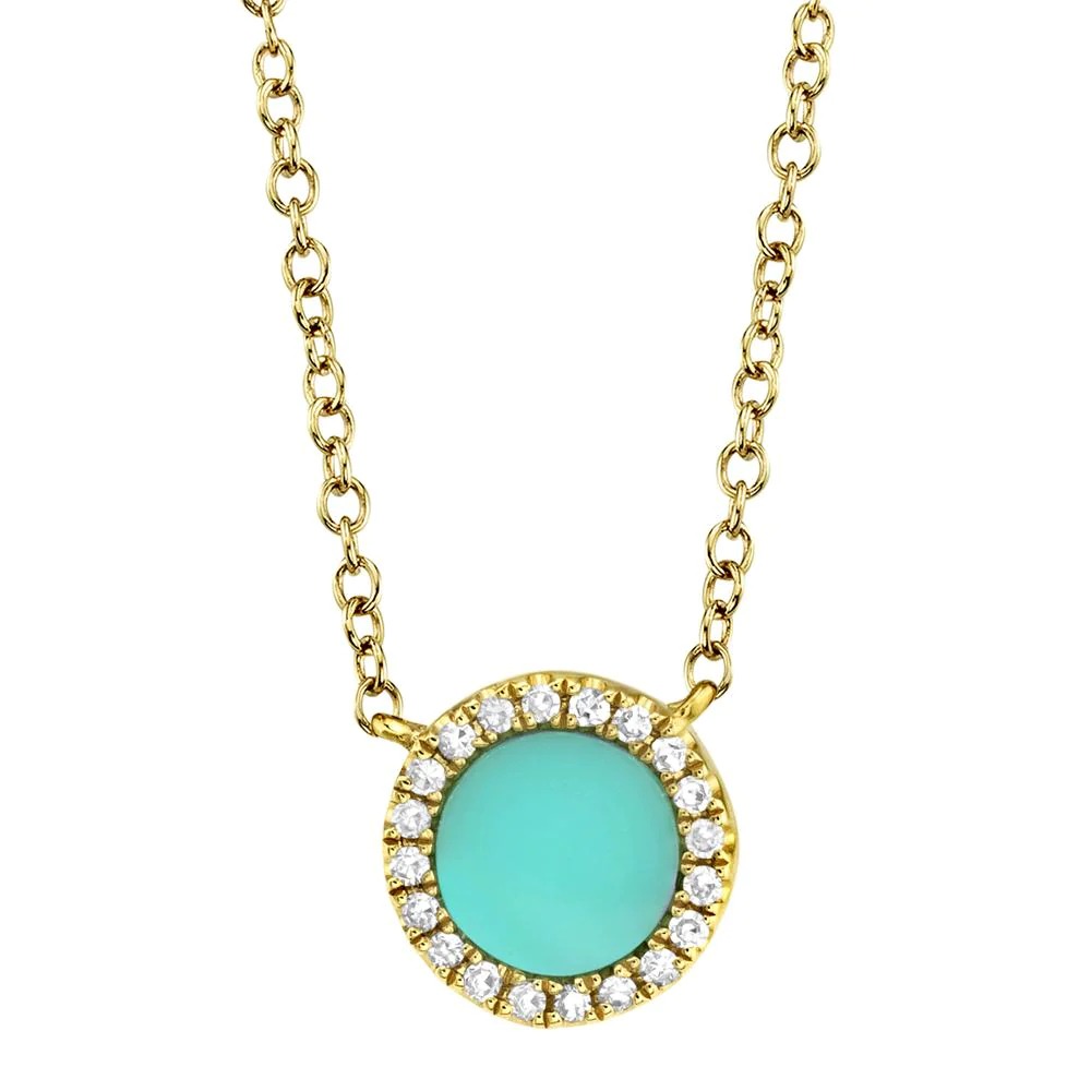 Shy Creation Diamond & Composite Turquoise Necklace