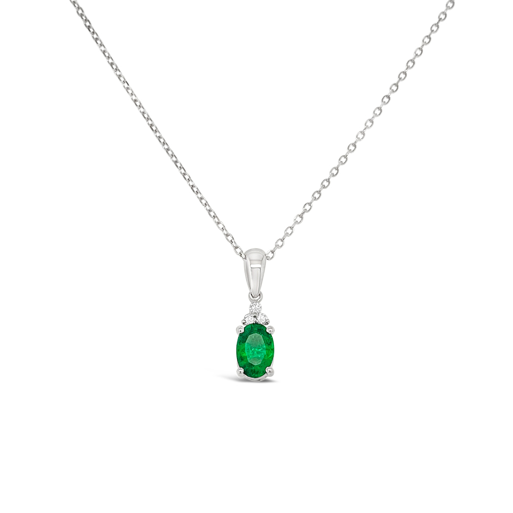 Irisa By Martin Binder Oval Emerald & Diamond Accent Necklace