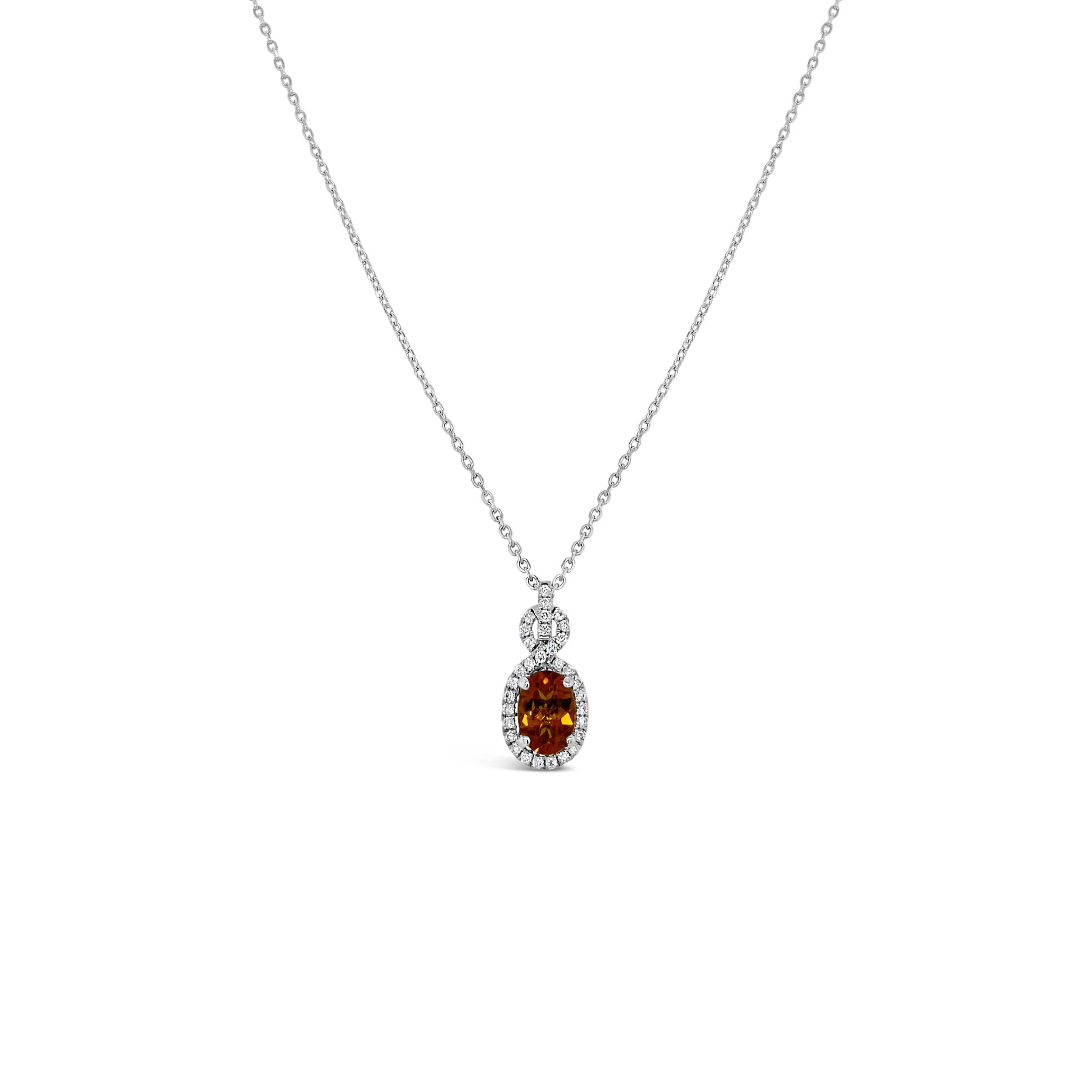 Irisa By Martin Binder Oval Citrine & Diamond Halo Necklace