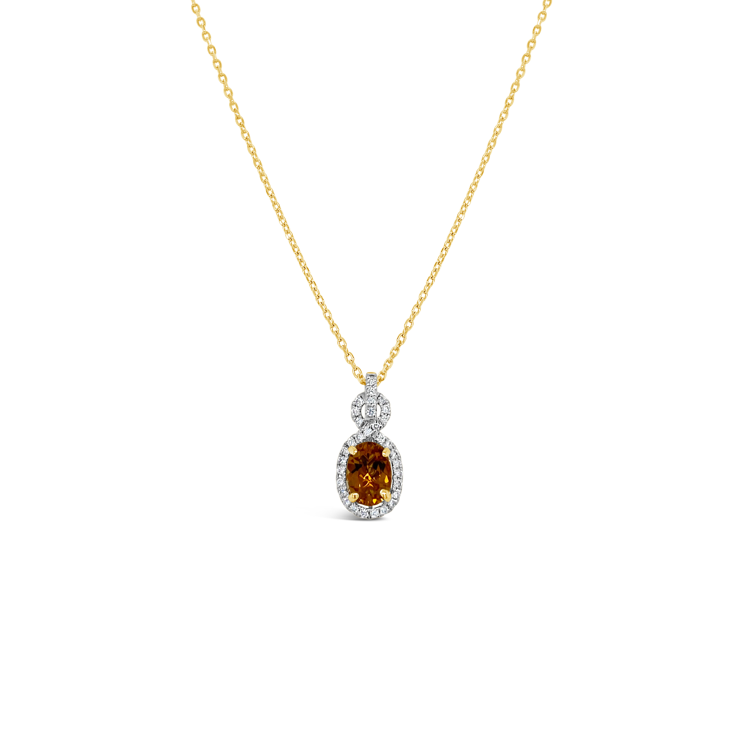 Irisa By Martin Binder Oval Citrine & Diamond Halo Necklace