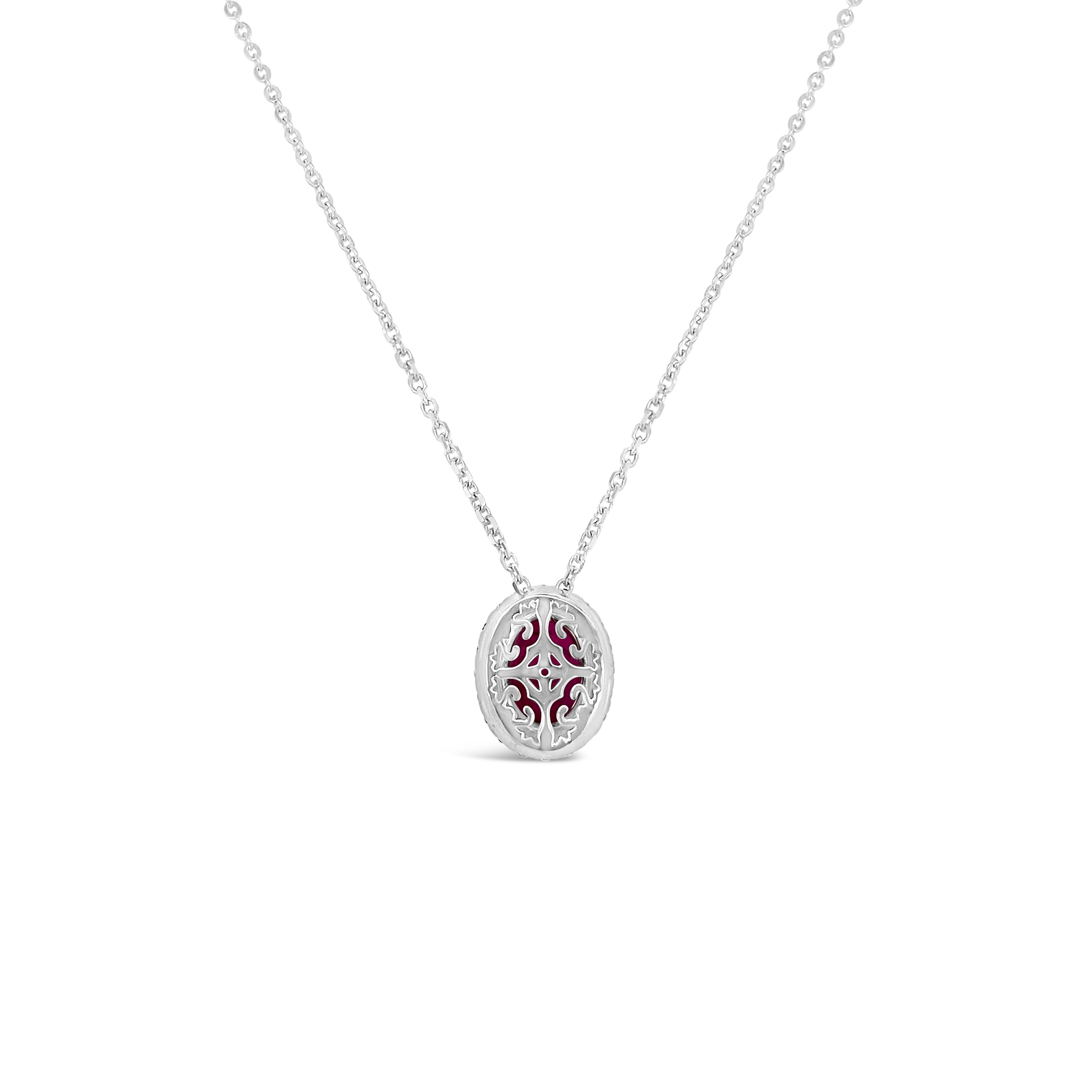 Irisa By Martin Binder Oval Ruby & Diamond Halo Necklace