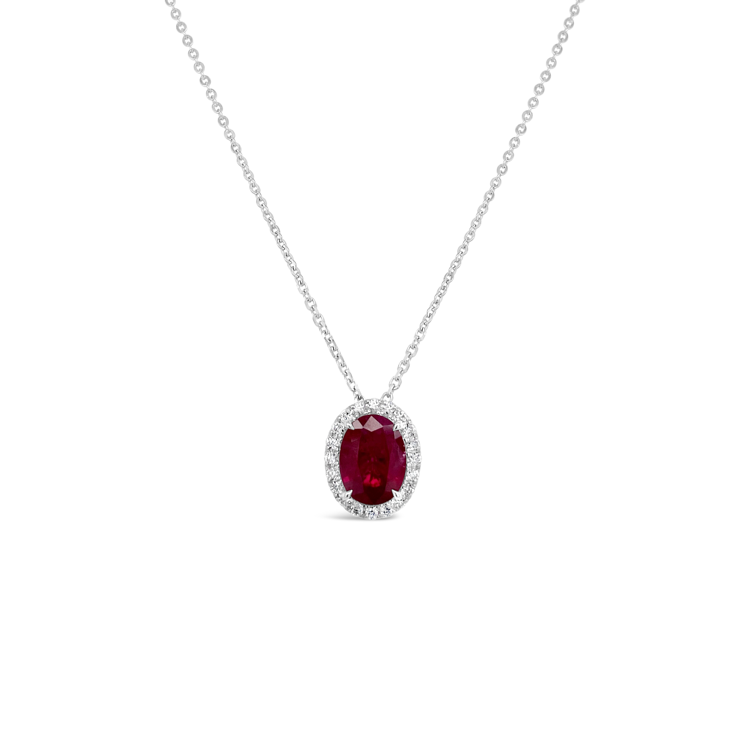 Irisa By Martin Binder Oval Ruby & Diamond Halo Necklace