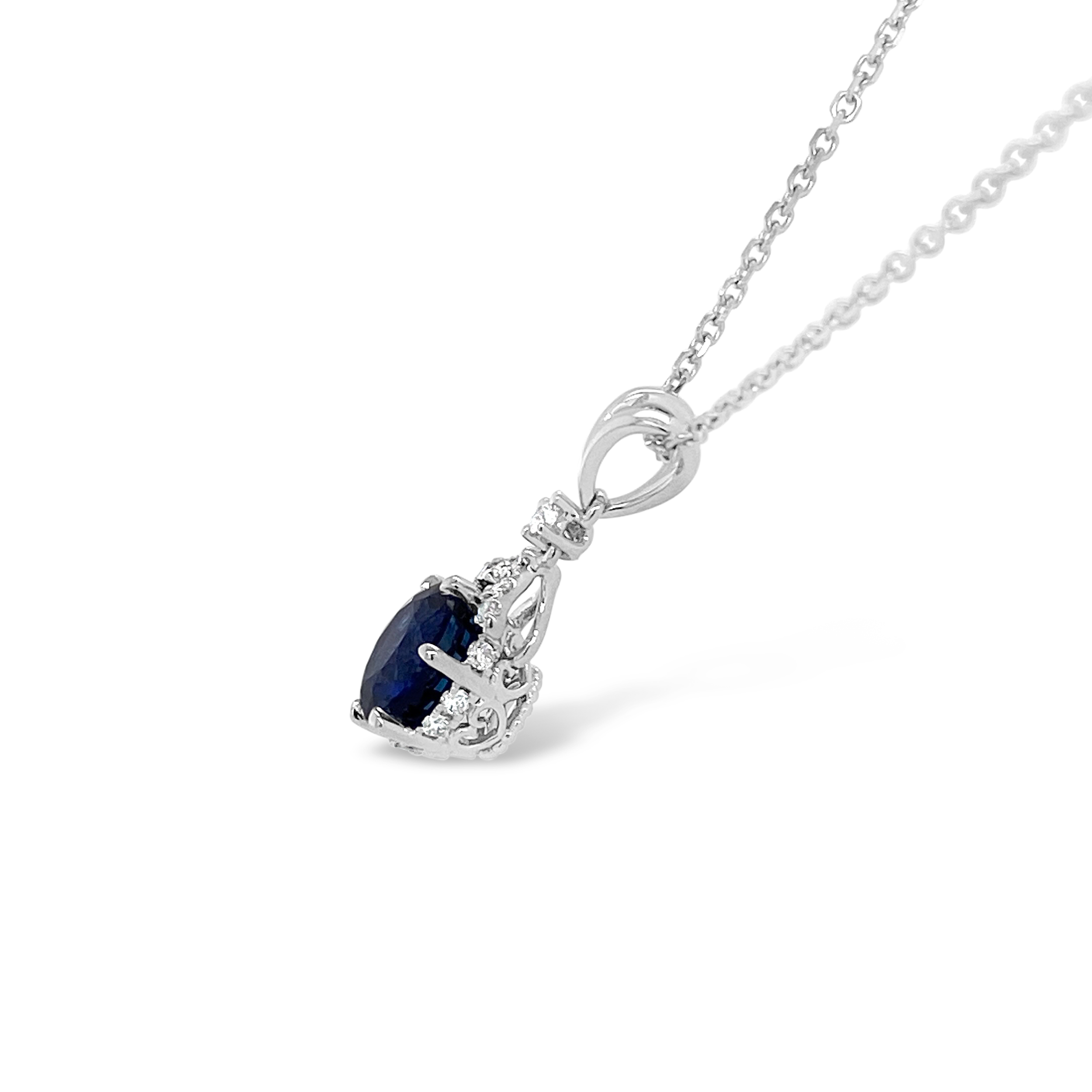 Irisa By Martin Binder Oval Blue Sapphire & Diamond Necklace