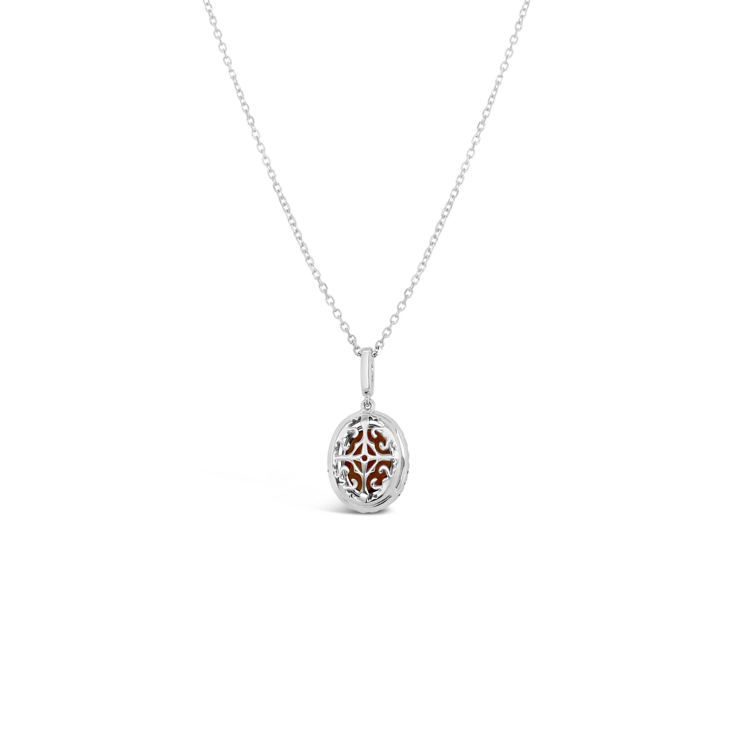Irisa By Martin Binder Oval Citrine & Diamond Halo Necklace