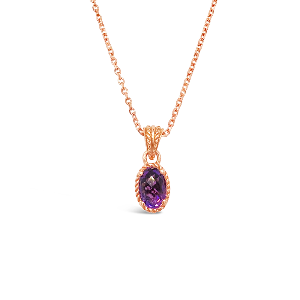 Irisa By Martin Binder Rose Gold Amethyst Pendant Necklace (6x4mm)