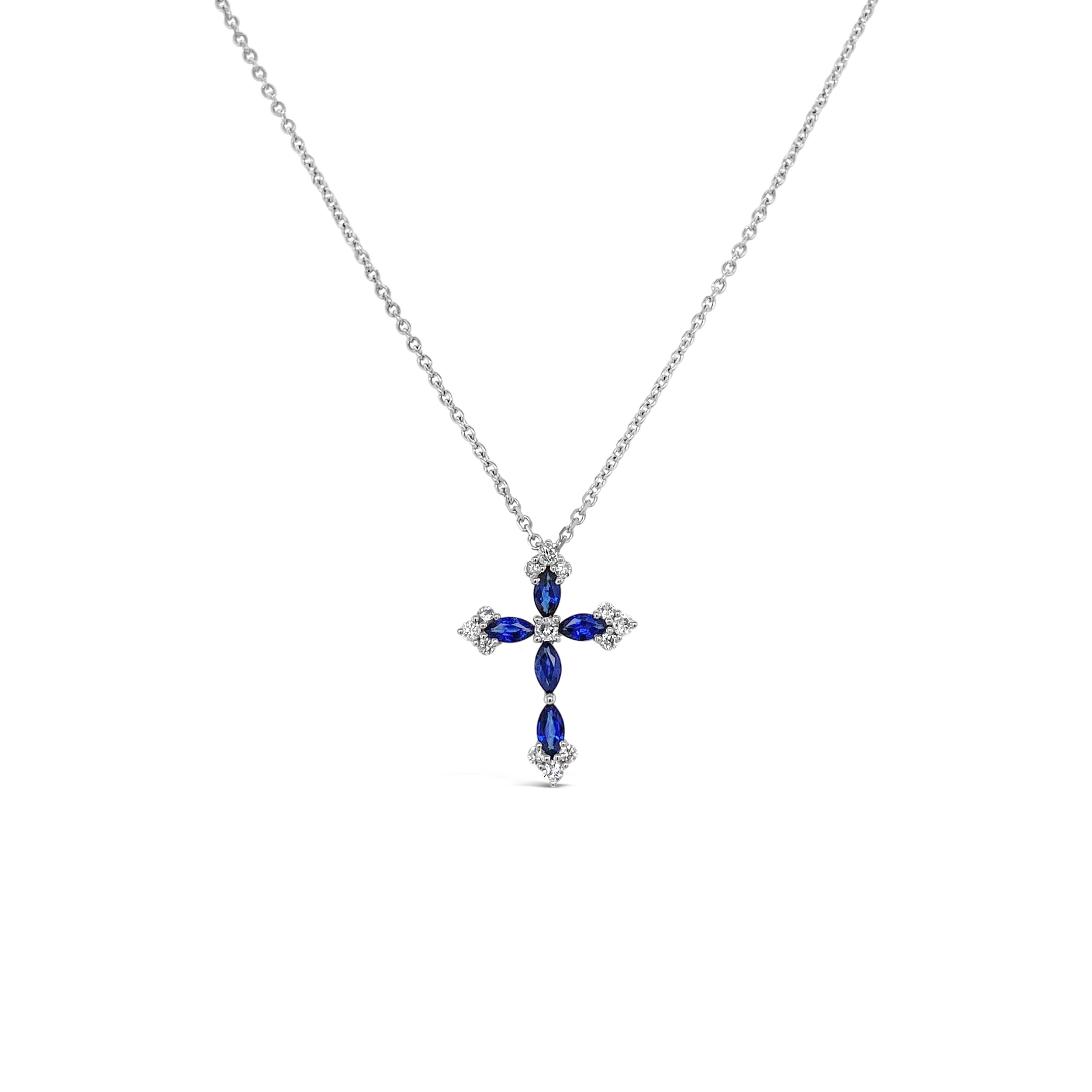 Irisa By Martin Binder Blue Sapphire & Diamond Cross Necklace