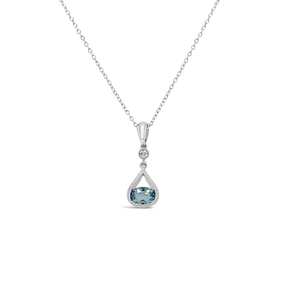 Irisa By Martin Binder Aquamarine & Diamond Dangle Necklace