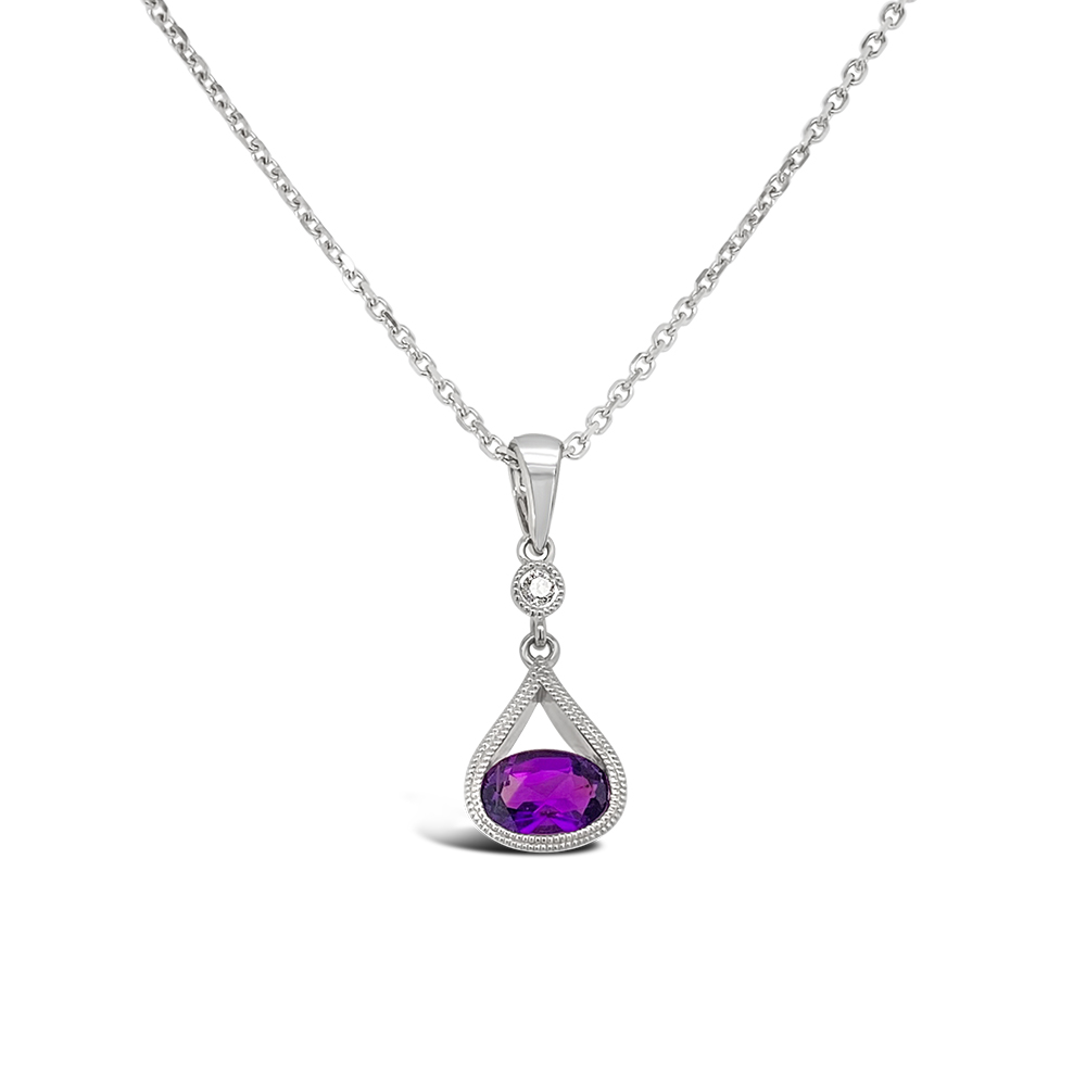 Irisa By Martin Binder Amethyst & Diamond Dangle Necklace