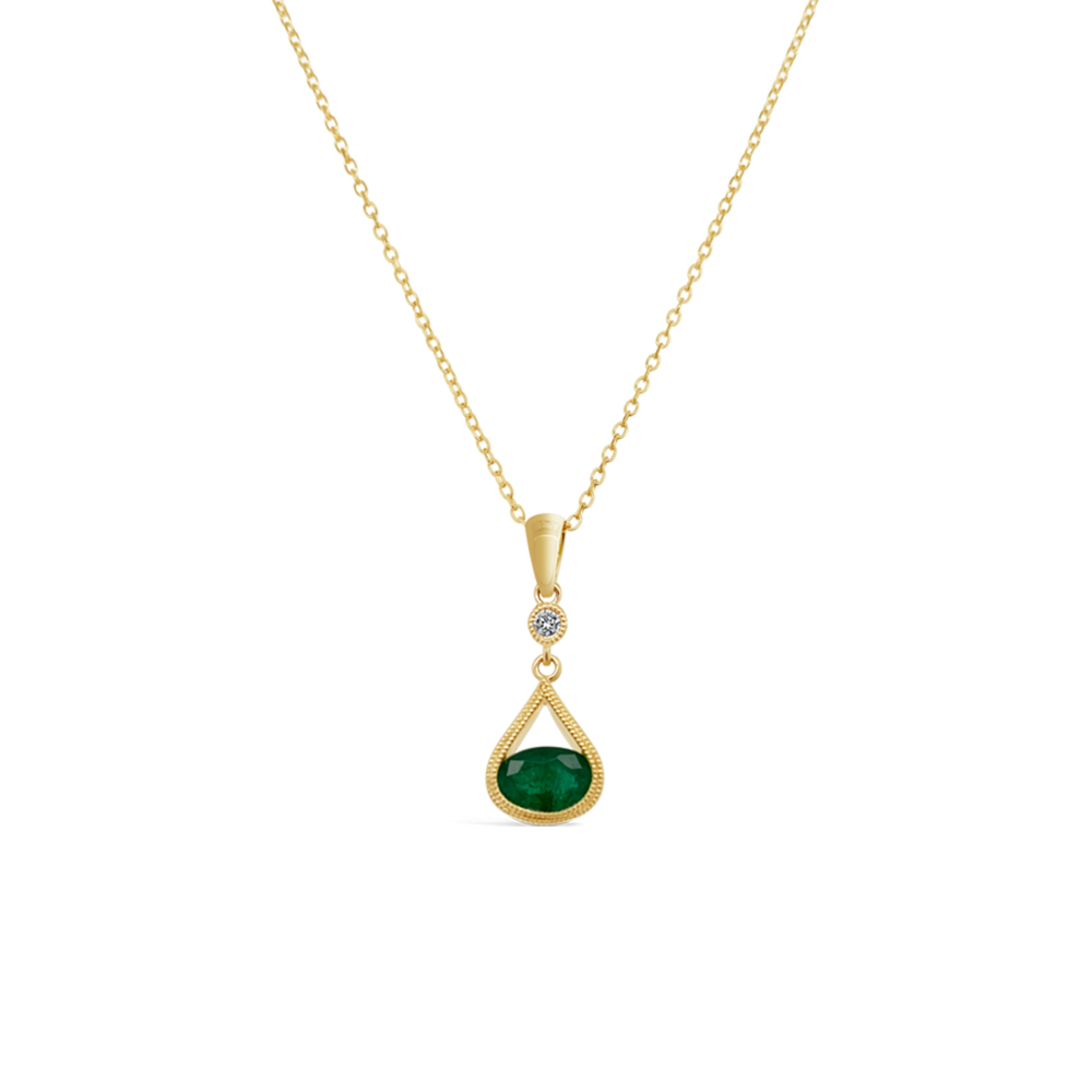Irisa By Martin Binder Emerald & Diamond Dangle Necklace