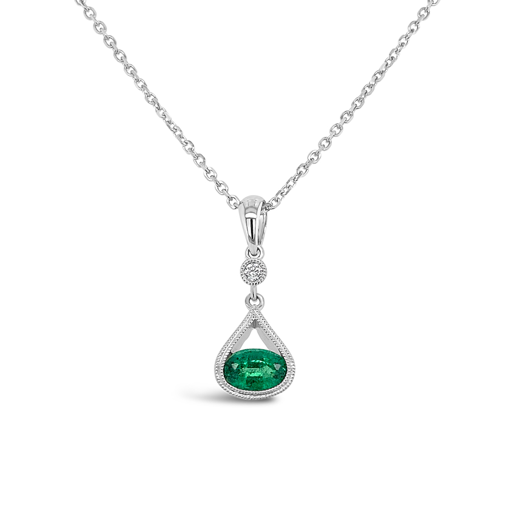 Irisa By Martin Binder Emerald & Diamond Dangle Necklace