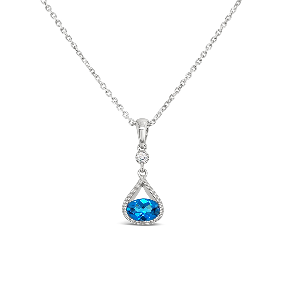 Irisa By Martin Binder Sky Blue Topaz & Diamond Dangle Necklace
