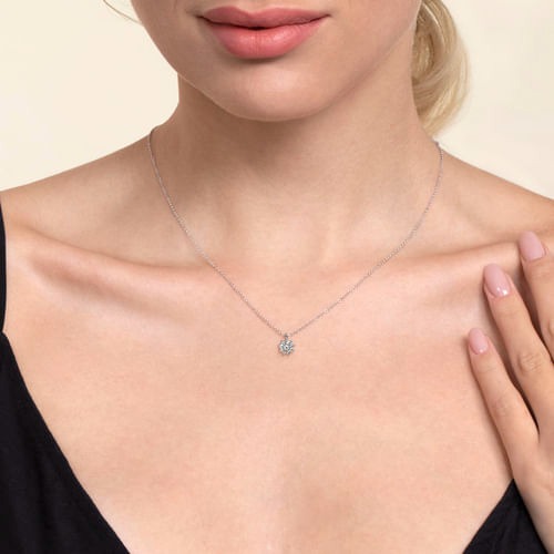 Gabriel & Co. Color White Sapphire Cluster Pendant Necklace