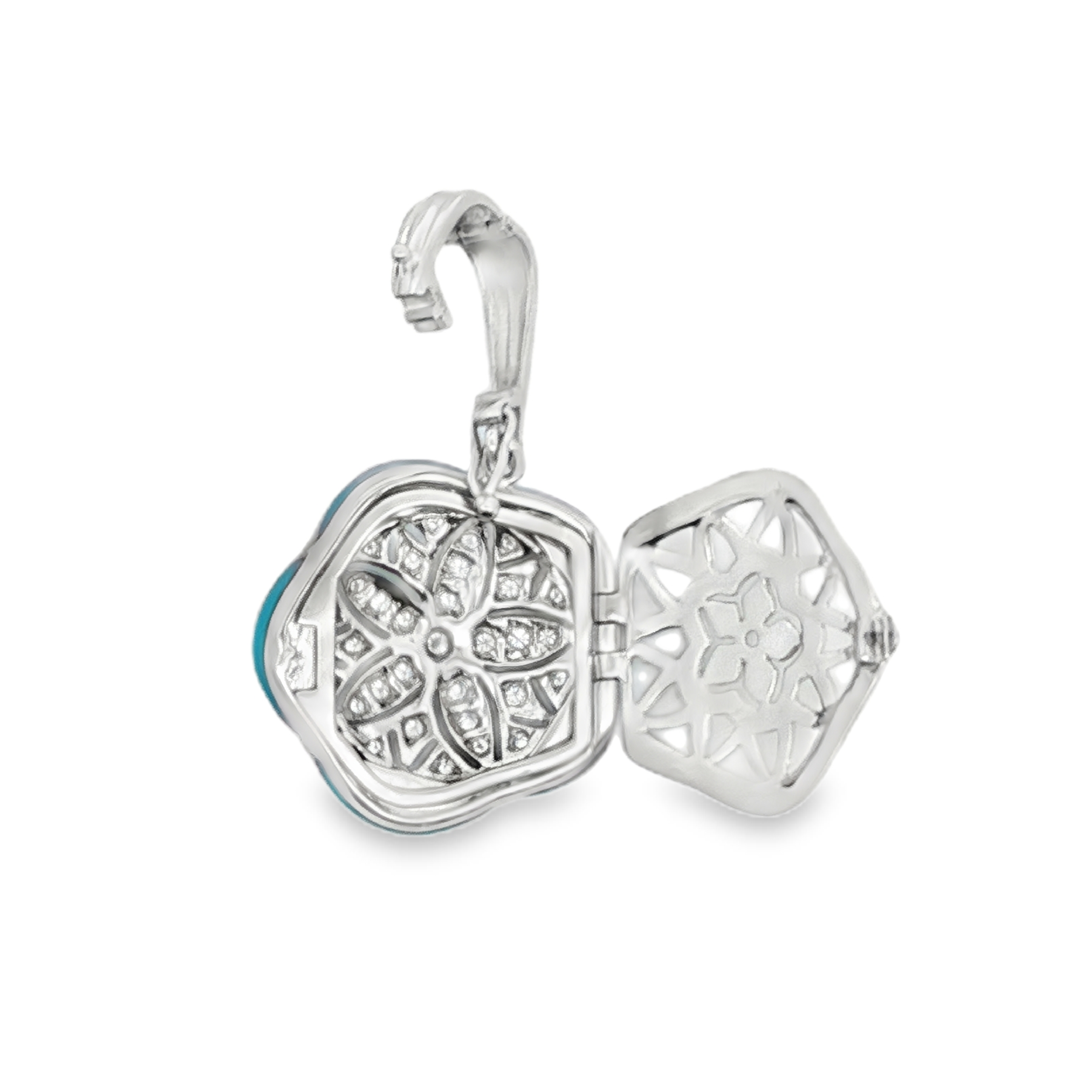 Estate by Martin Binder Turquoise & Diamond Locket Pendant