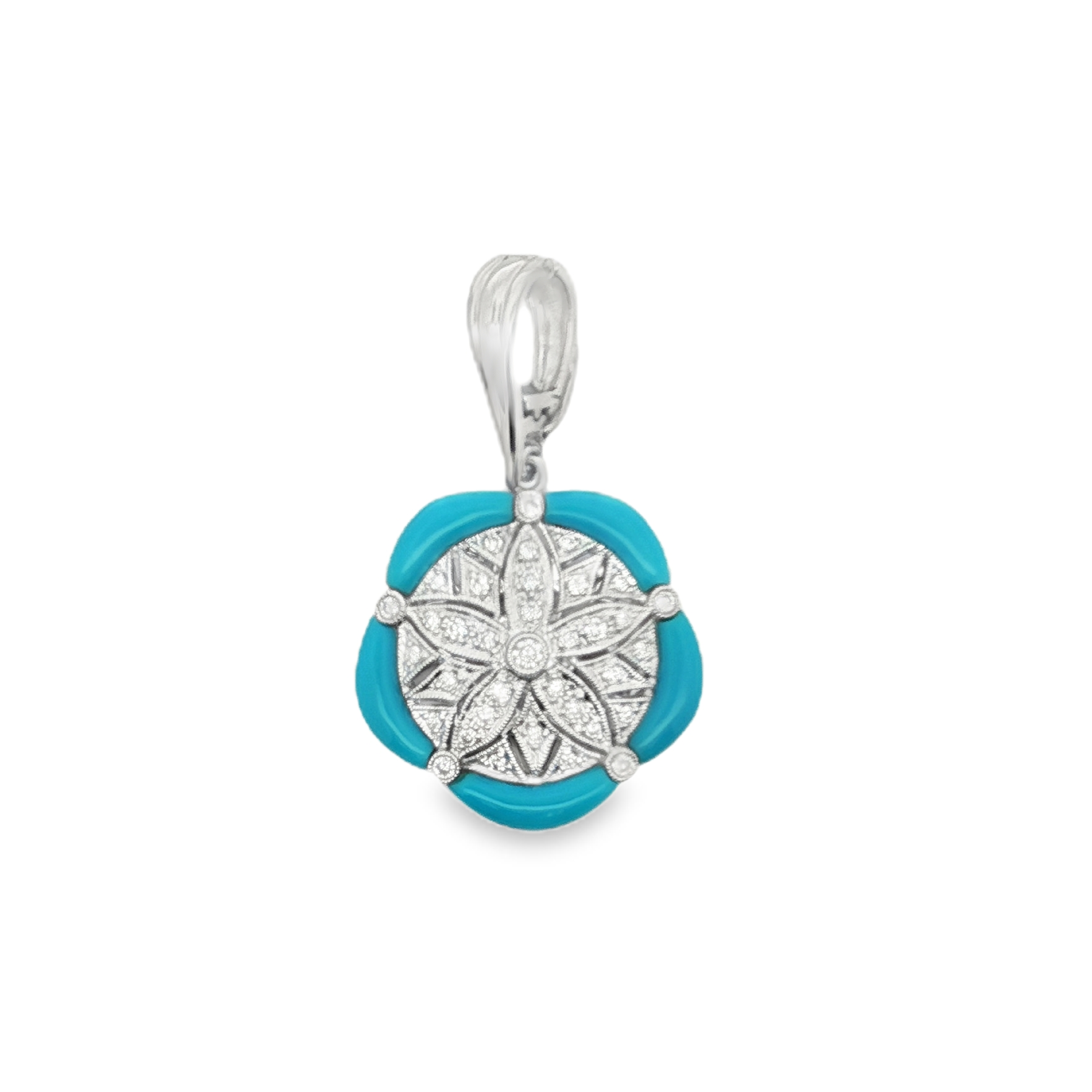 Estate by Martin Binder Turquoise & Diamond Locket Pendant