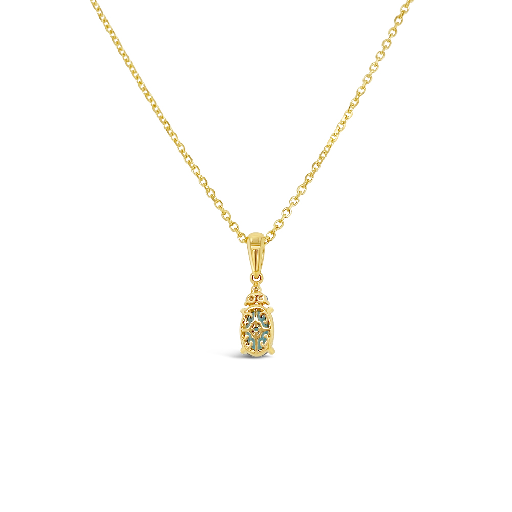 Irisa by Martin Binder Oval Blue Zircon & Diamond Necklace