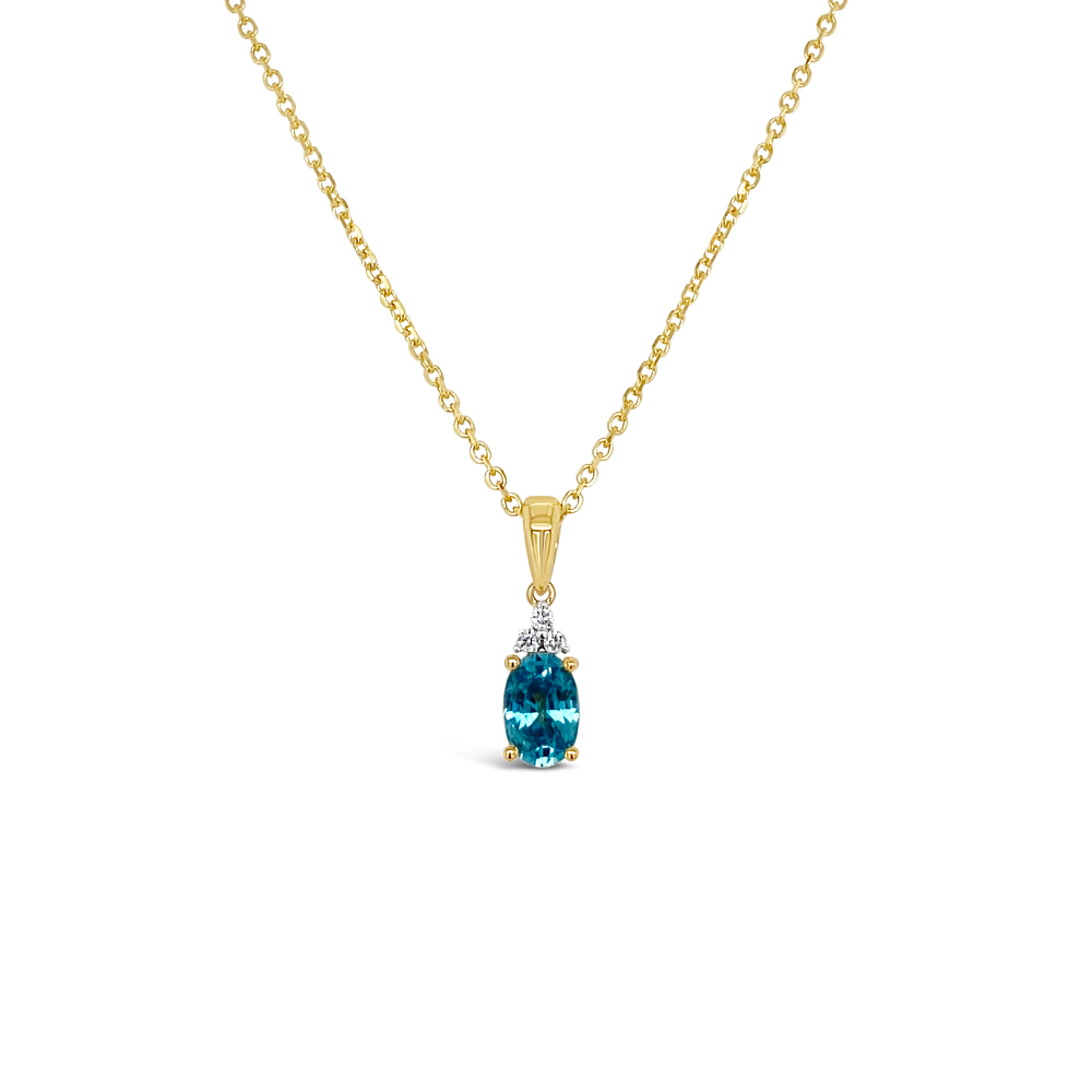 Irisa by Martin Binder Oval Blue Zircon & Diamond Necklace