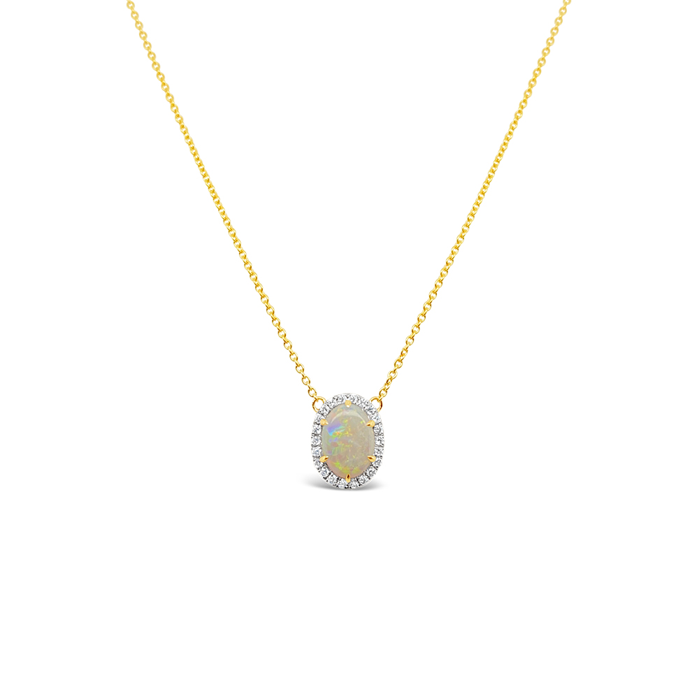 Irisa By Martin Binder Opal & Diamond Halo Pendant Necklace