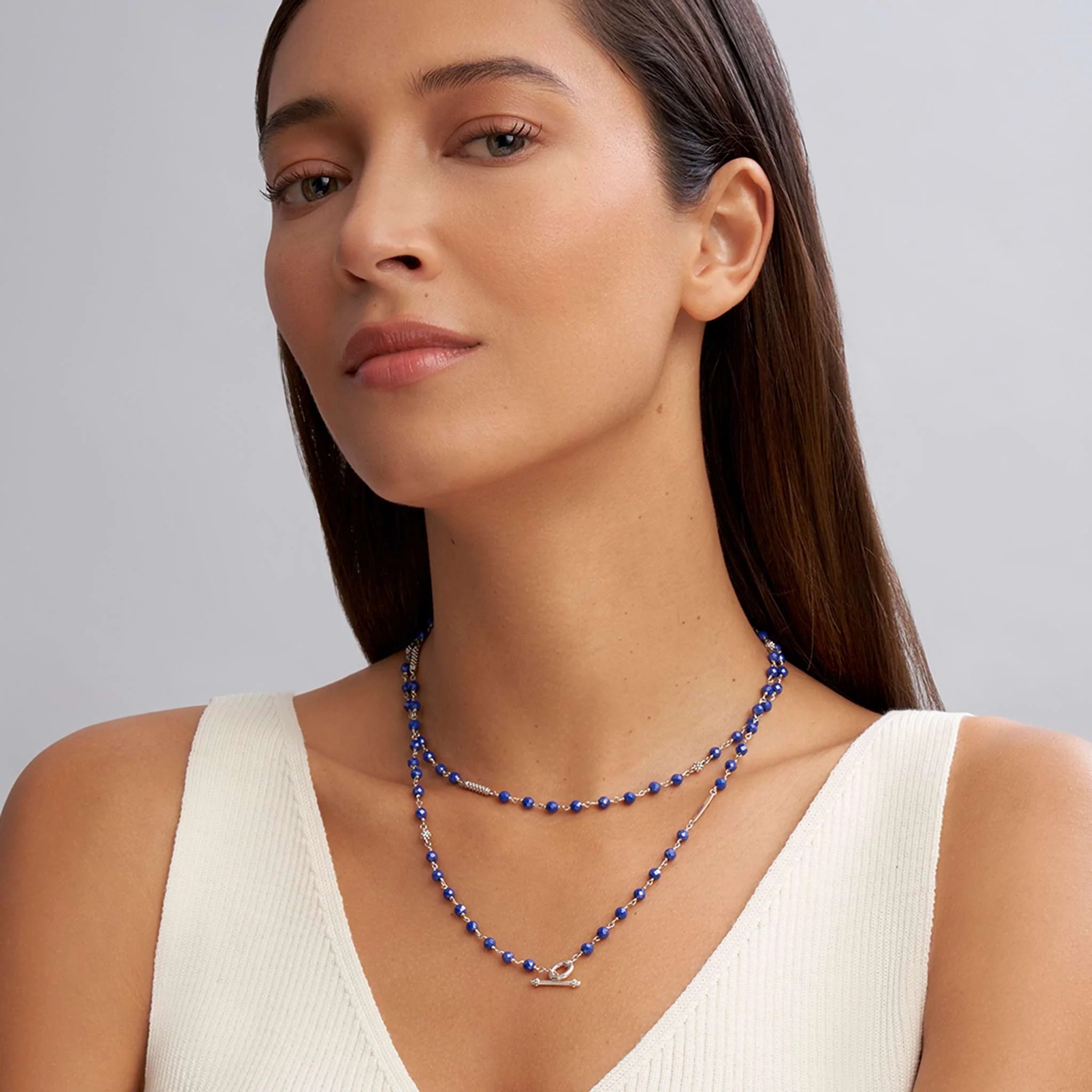 Lagos Caviar Icon Long Ultramarine Ceramic Beaded Necklace