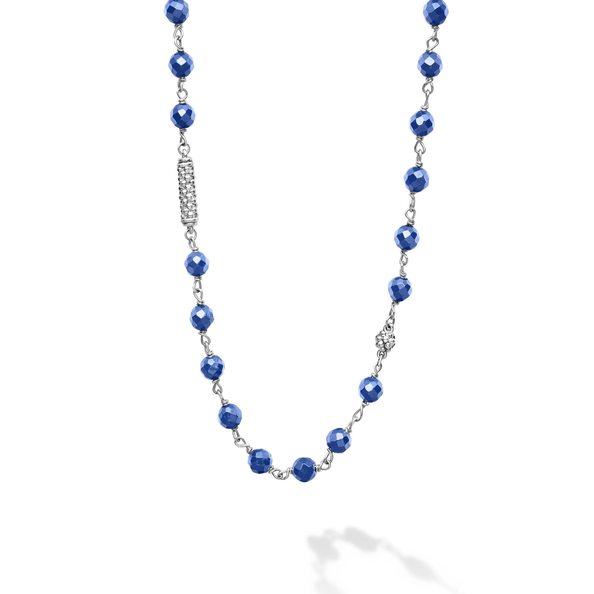 Lagos Caviar Icon Long Ultramarine Ceramic Beaded Necklace