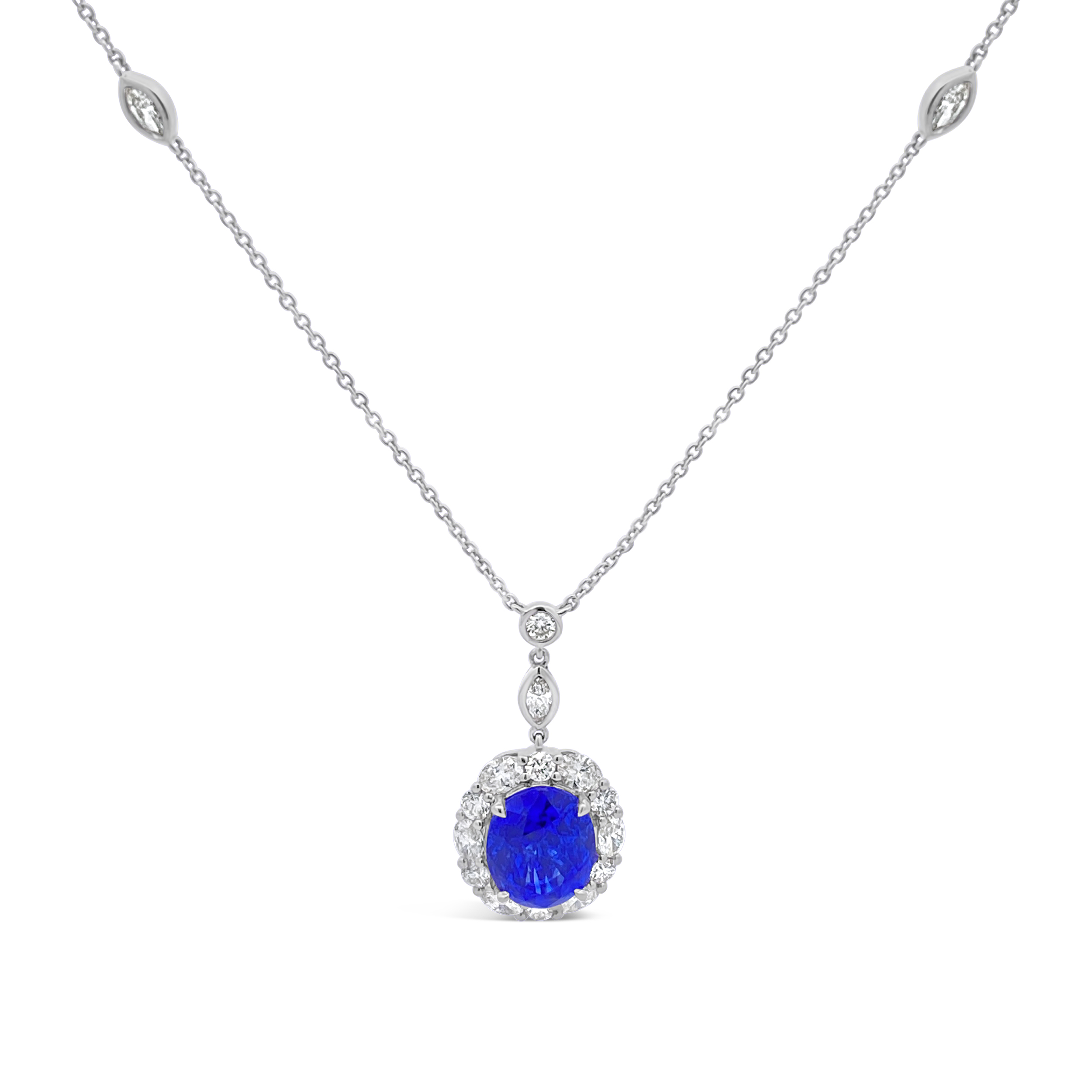 Irisa By Martin Binder Blue Sapphire & Diamond Halo By The Yard Necklace