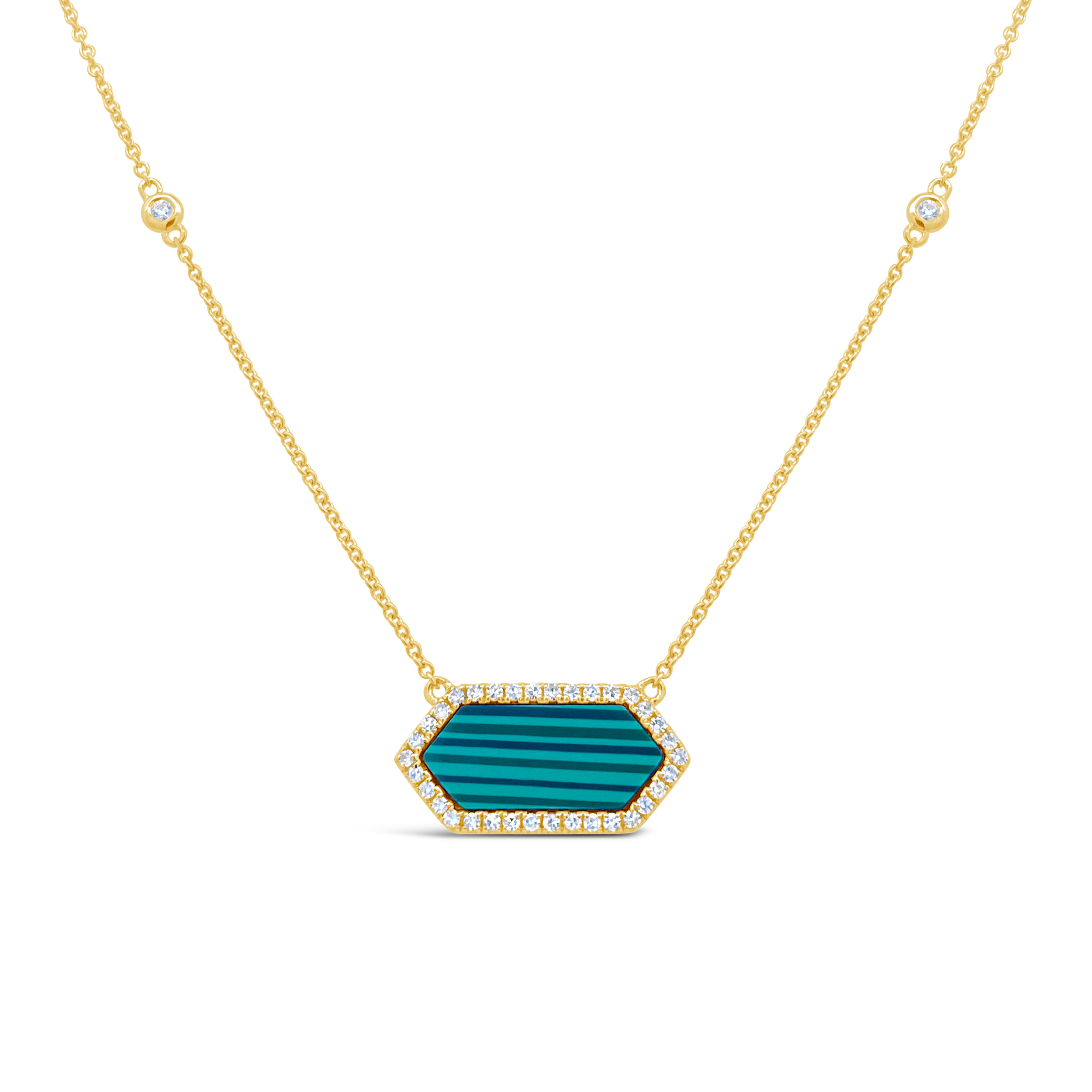 Irisa By Martin Binder Malachite & Diamond Bar Necklace