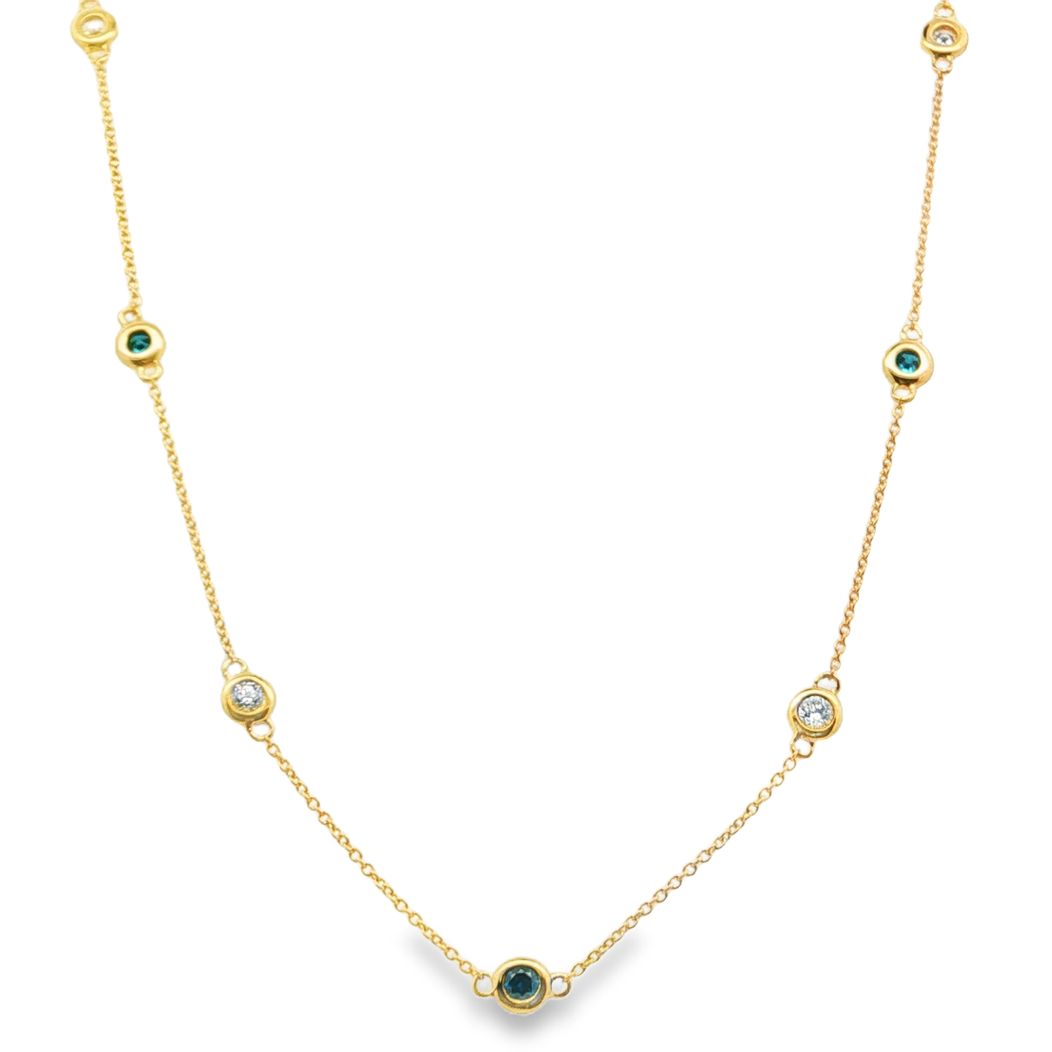 Irisa by Martin Binder Blue Topaz & Diamond Bezel Station Necklace