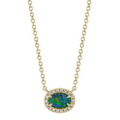 Shy Creation Color Opal & Diamond Halo Necklace