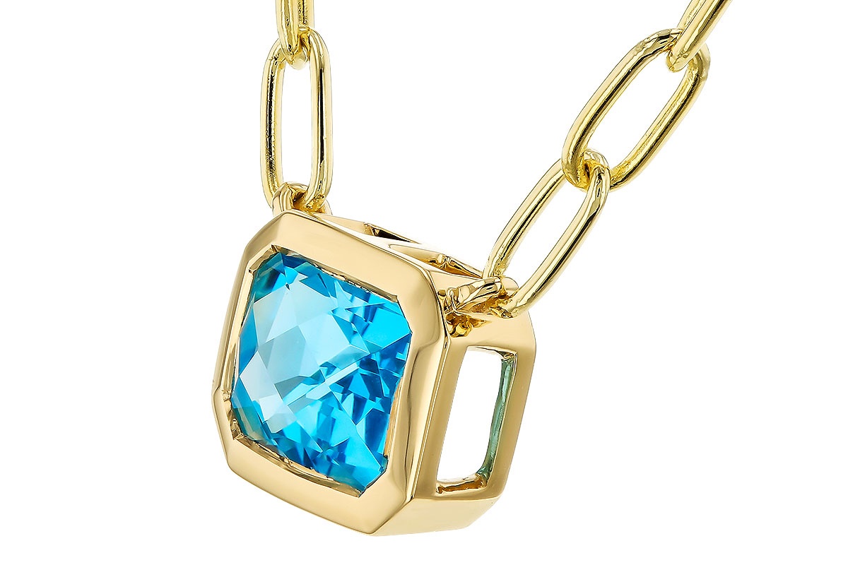 Allison Kaufman Swiss Blue Topaz Bezel Necklace