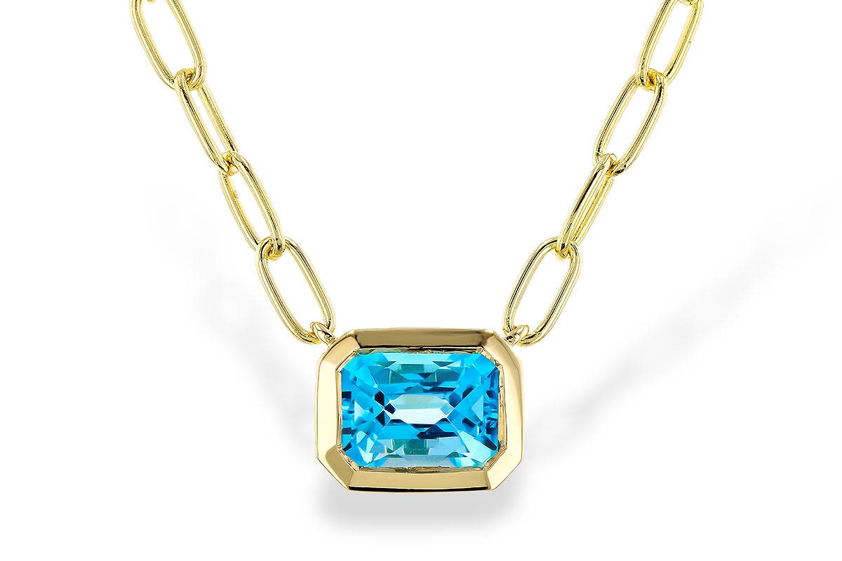 Allison Kaufman Swiss Blue Topaz Bezel Necklace