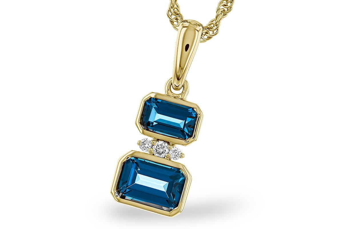 Allison Kaufman London Blue Topaz & Diamond Bezel Necklace