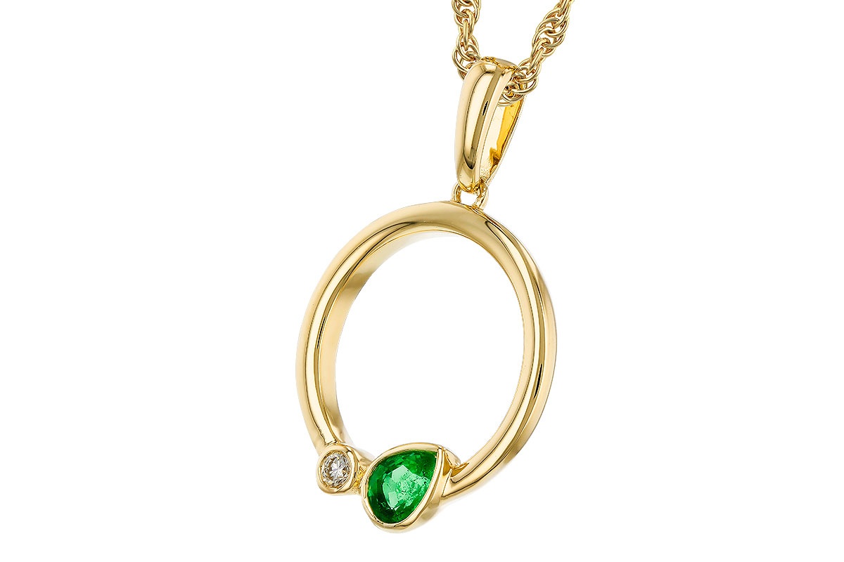 Allison Kaufman Emerald & Diamond Circle Necklace