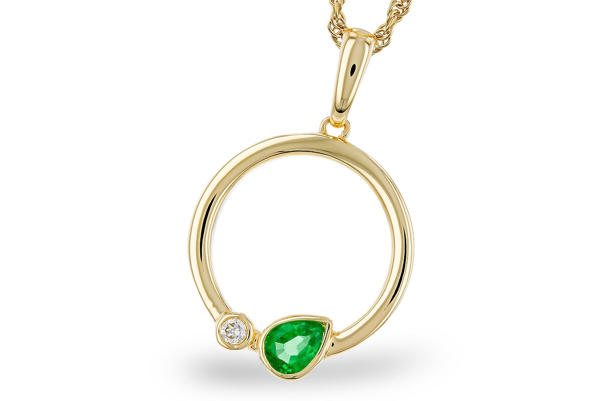 Allison Kaufman Emerald & Diamond Circle Necklace