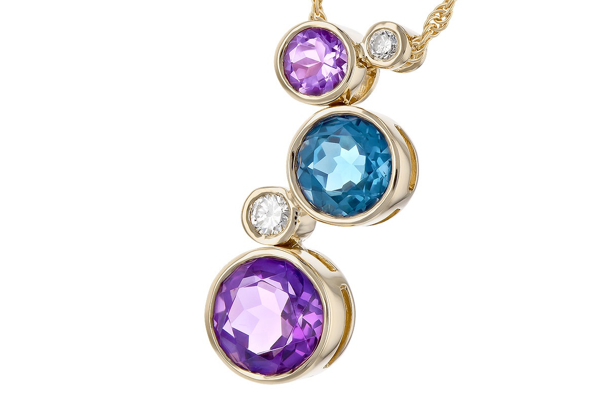 Allison Kaufman Semi-Precious Gemstone Bubble Bezel Necklace