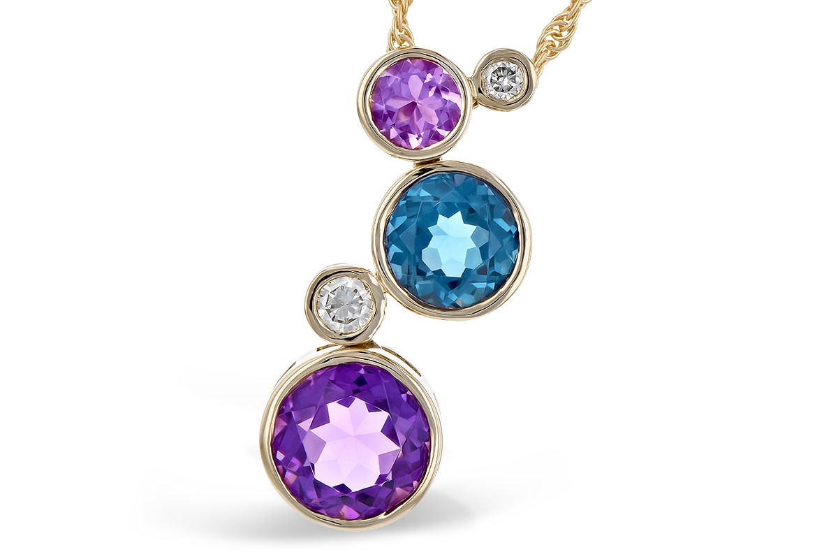 Allison Kaufman Semi-Precious Gemstone Bubble Bezel Necklace