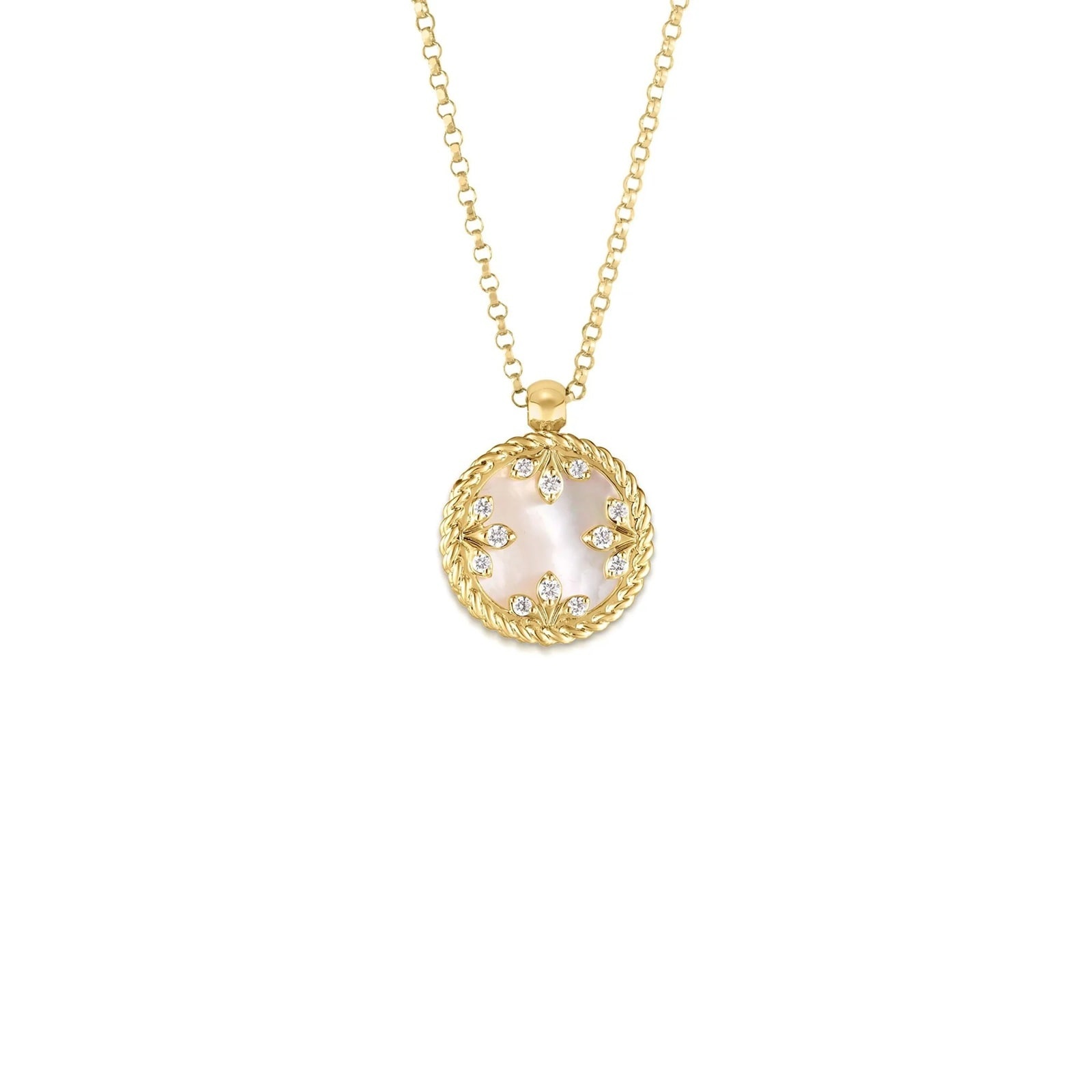 Roberto Coin Venetian Medallions Medium Diamond & Mother of Pearl Necklace