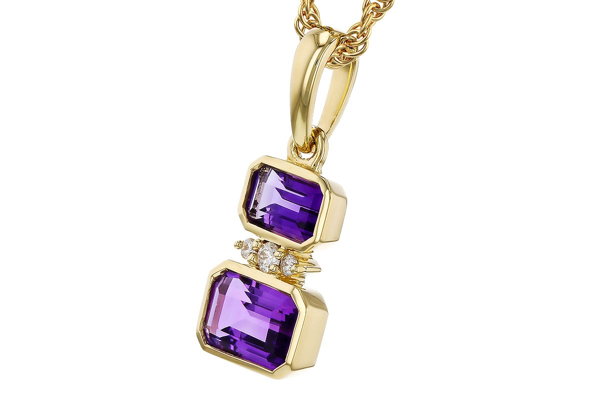 Allison Kaufman Amethyst & Diamond Bezel Necklace
