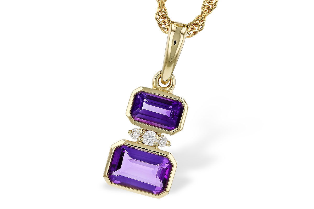 Allison Kaufman Amethyst & Diamond Bezel Necklace