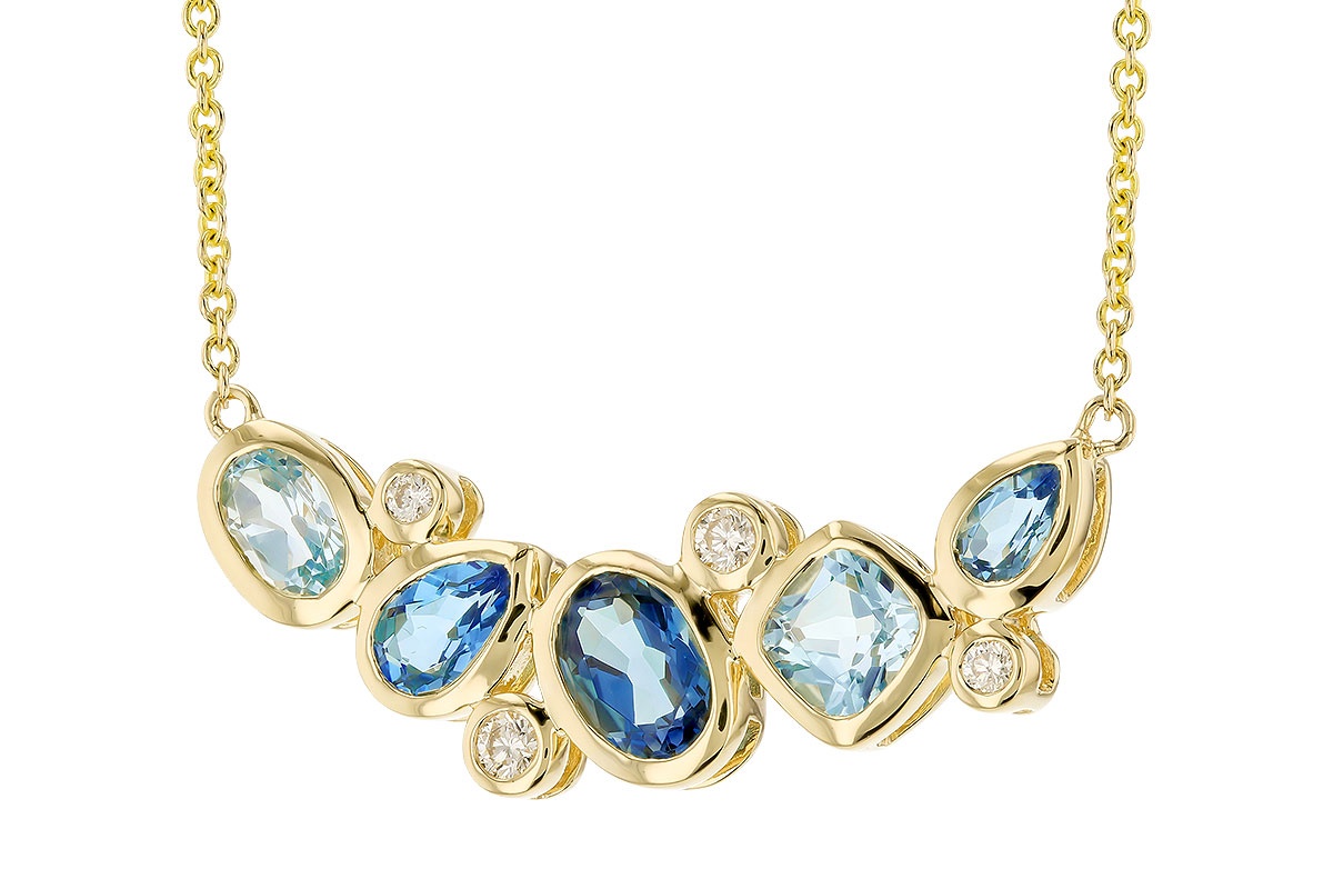 Allison Kaufman Blue Topaz & Diamond Necklace