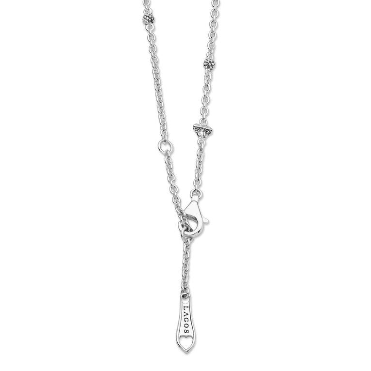 LAGOS Signature Caviar Two-Tone Swiss Blue Topaz Oval Pendant Necklace