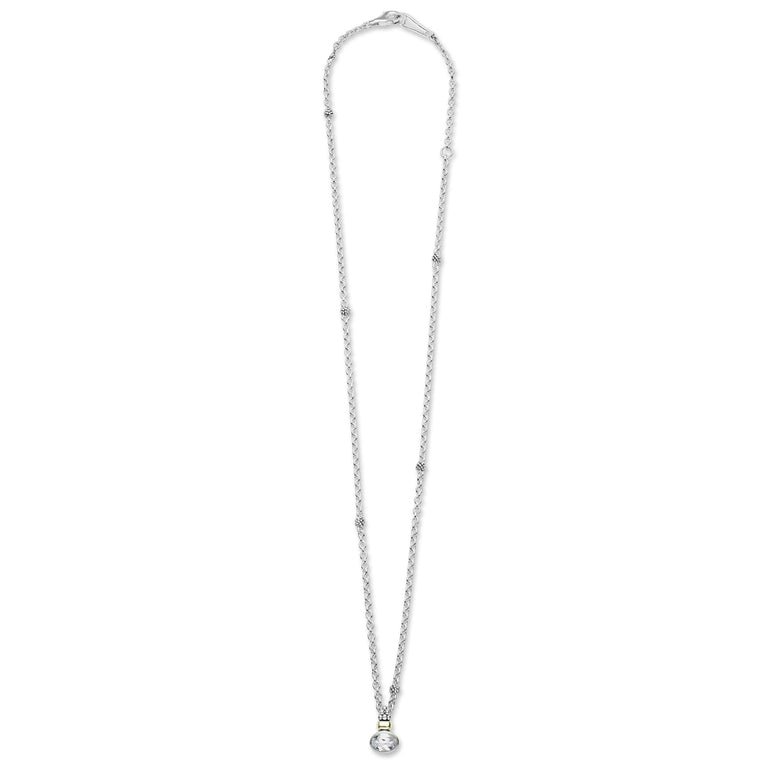 LAGOS Signature Caviar Two-Tone White Topaz Oval Pendant Necklace