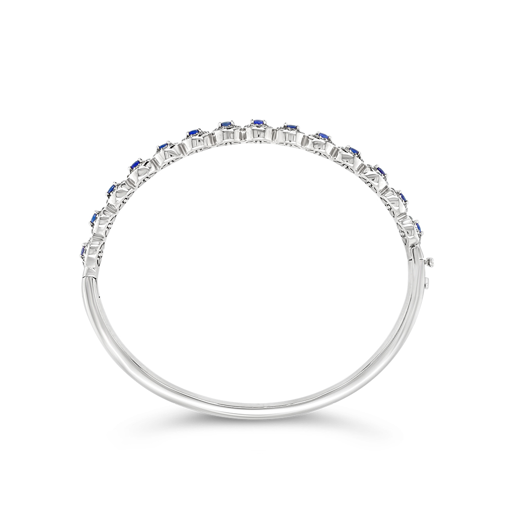 Irisa By Martin Binder Blue Sapphire & Diamond Halo Bangle Bracelet