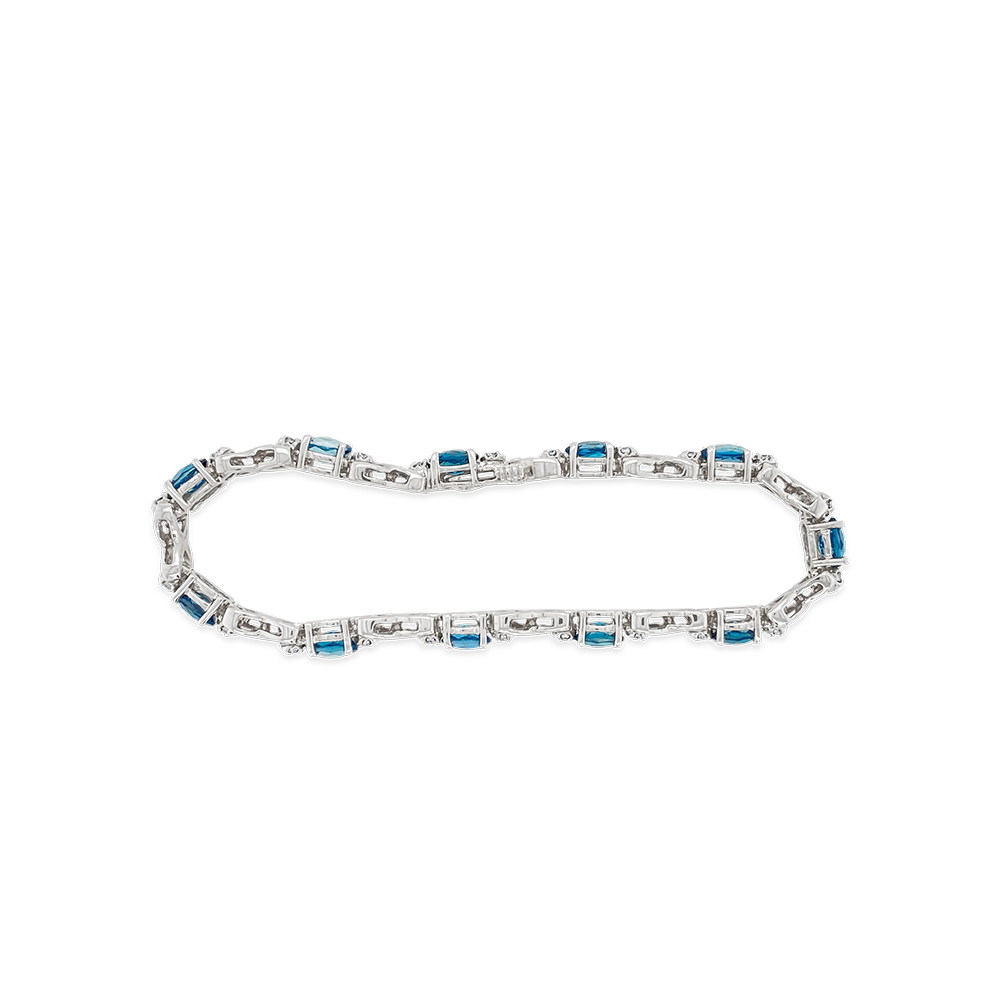Irisa By Martin Binder London Blue Topaz & Diamond Station Bracelet