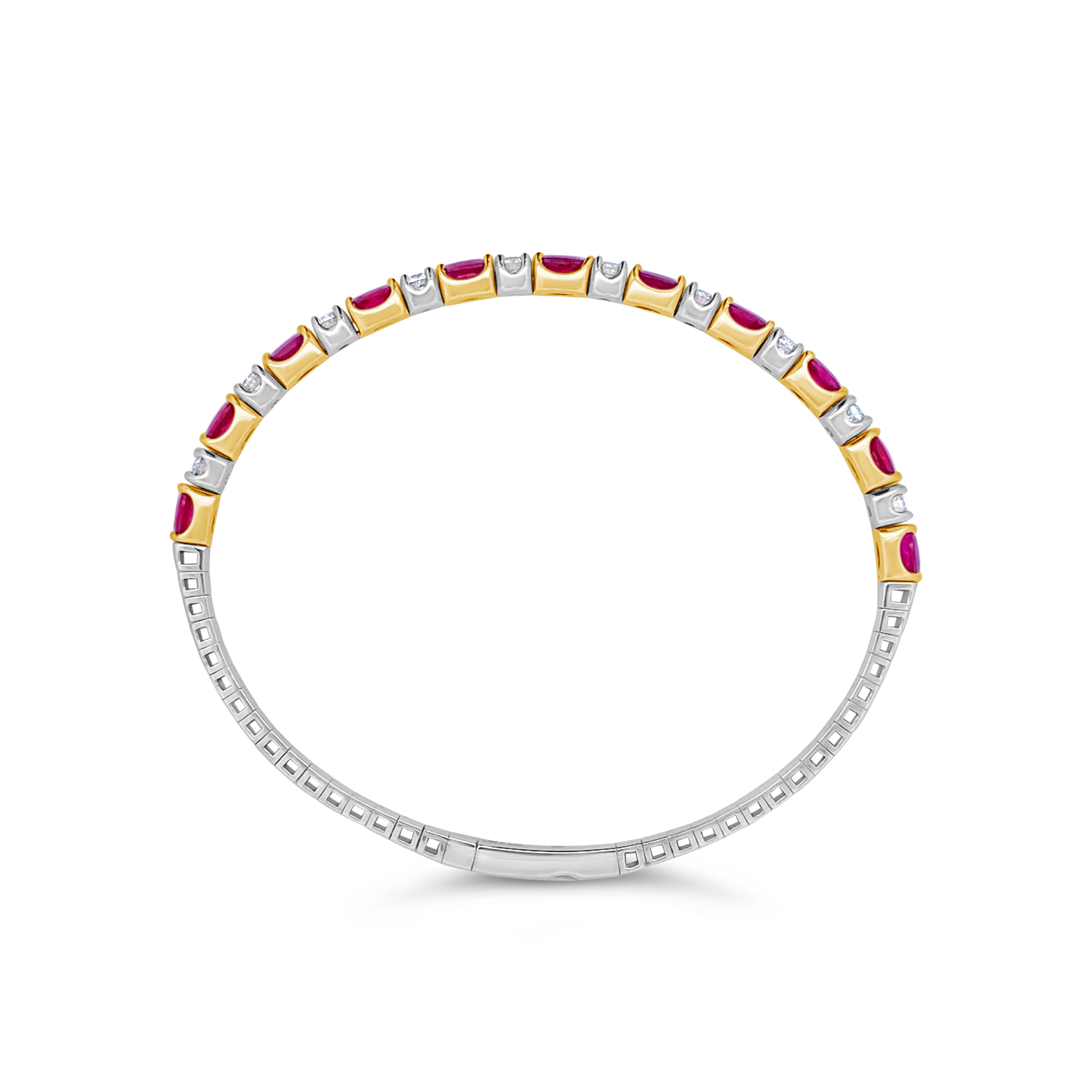 Irisa By Martin Binder Two-tone Ruby & Diamond Flexible Bangle Bracelet