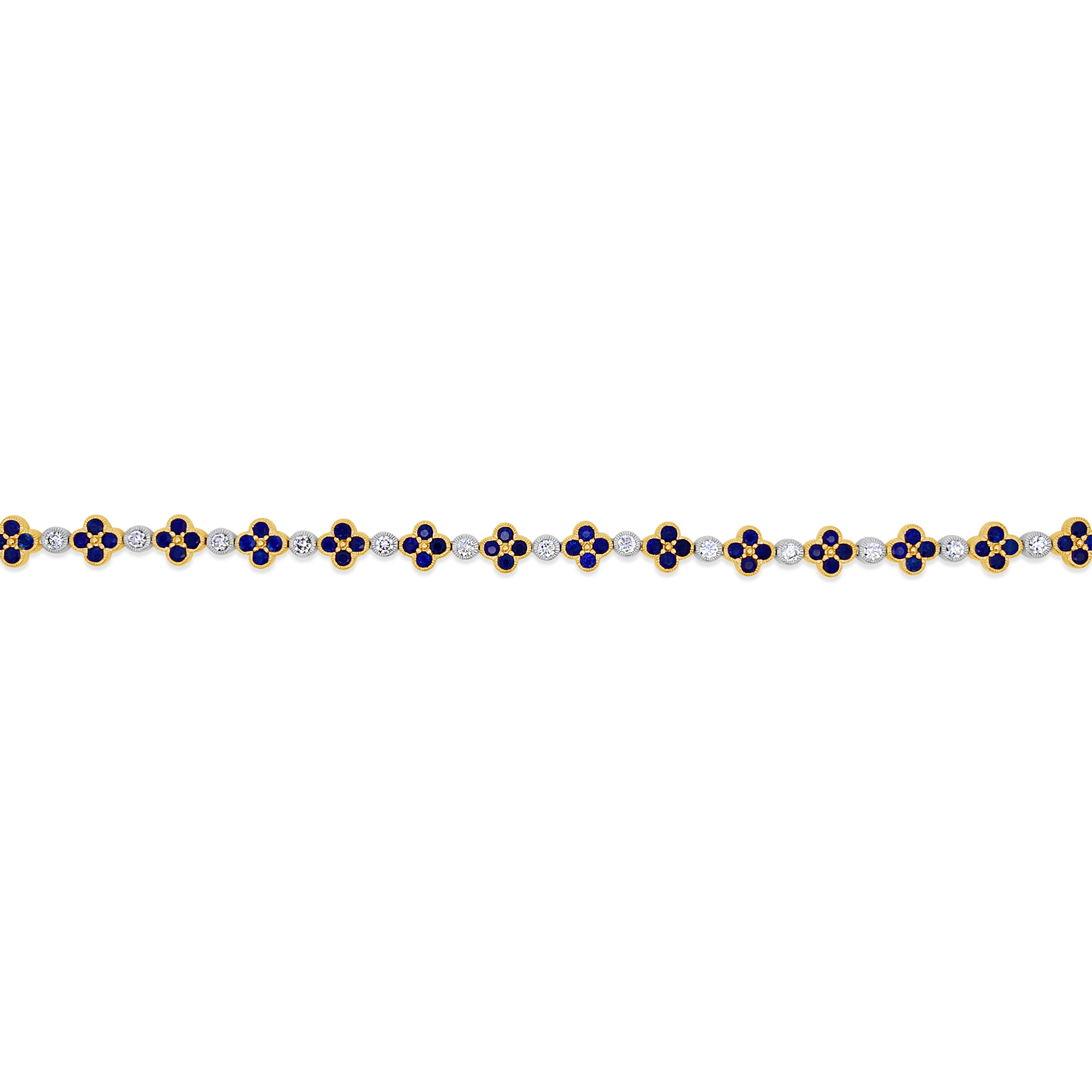 Irisa By Martin Binder Blue Sapphire & Diamond Flower Tennis Bracelet