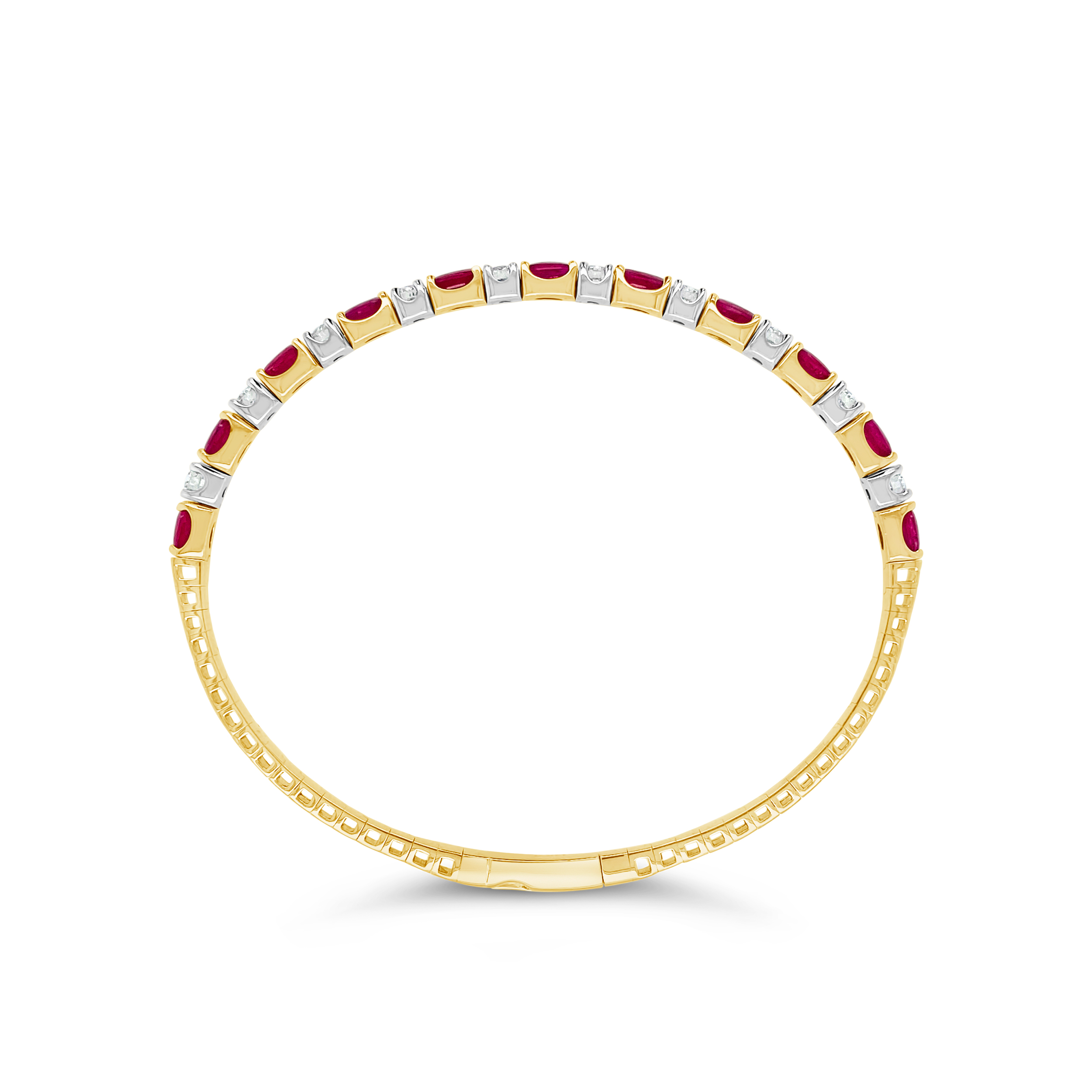 Irisa By Martin Binder Two-tone Ruby & Diamond Flexible Bangle Bracelet