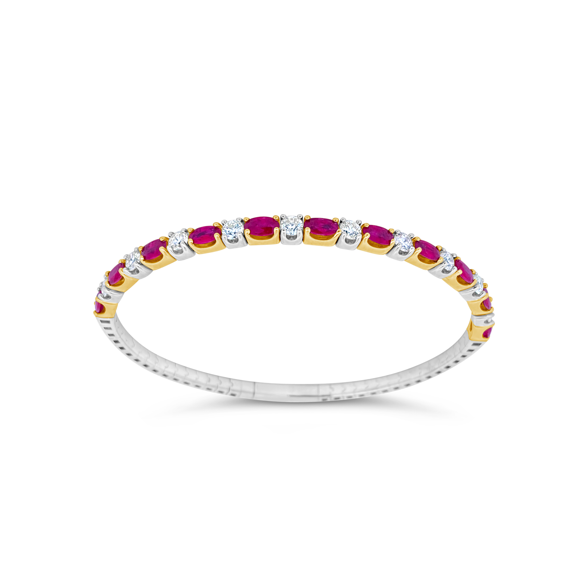 Irisa By Martin Binder Two-tone Ruby & Diamond Flexible Bangle Bracelet