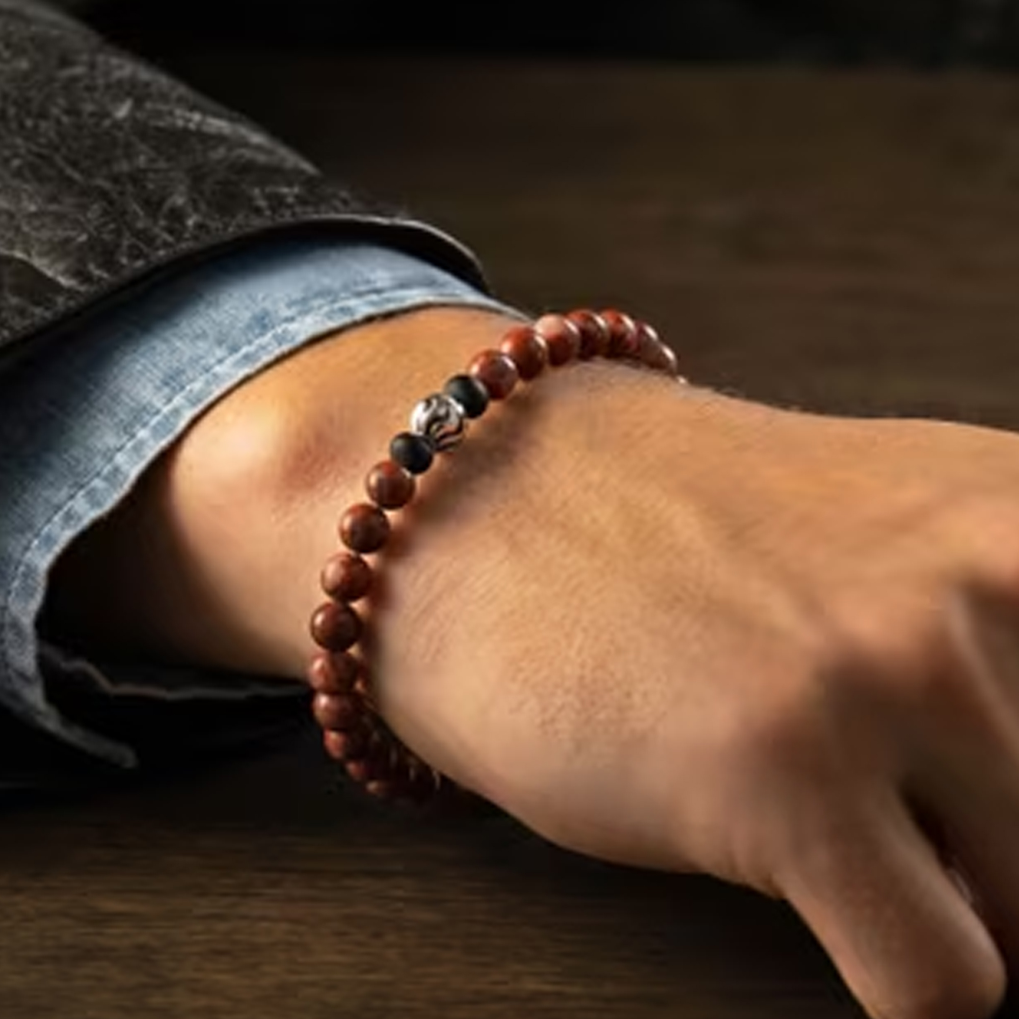 William Henry Brookings Red Jasper Beaded Bracelet