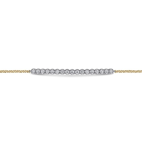 Gabriel & Co. Contemporary Two-Tone White Sapphire Bar Bracelet